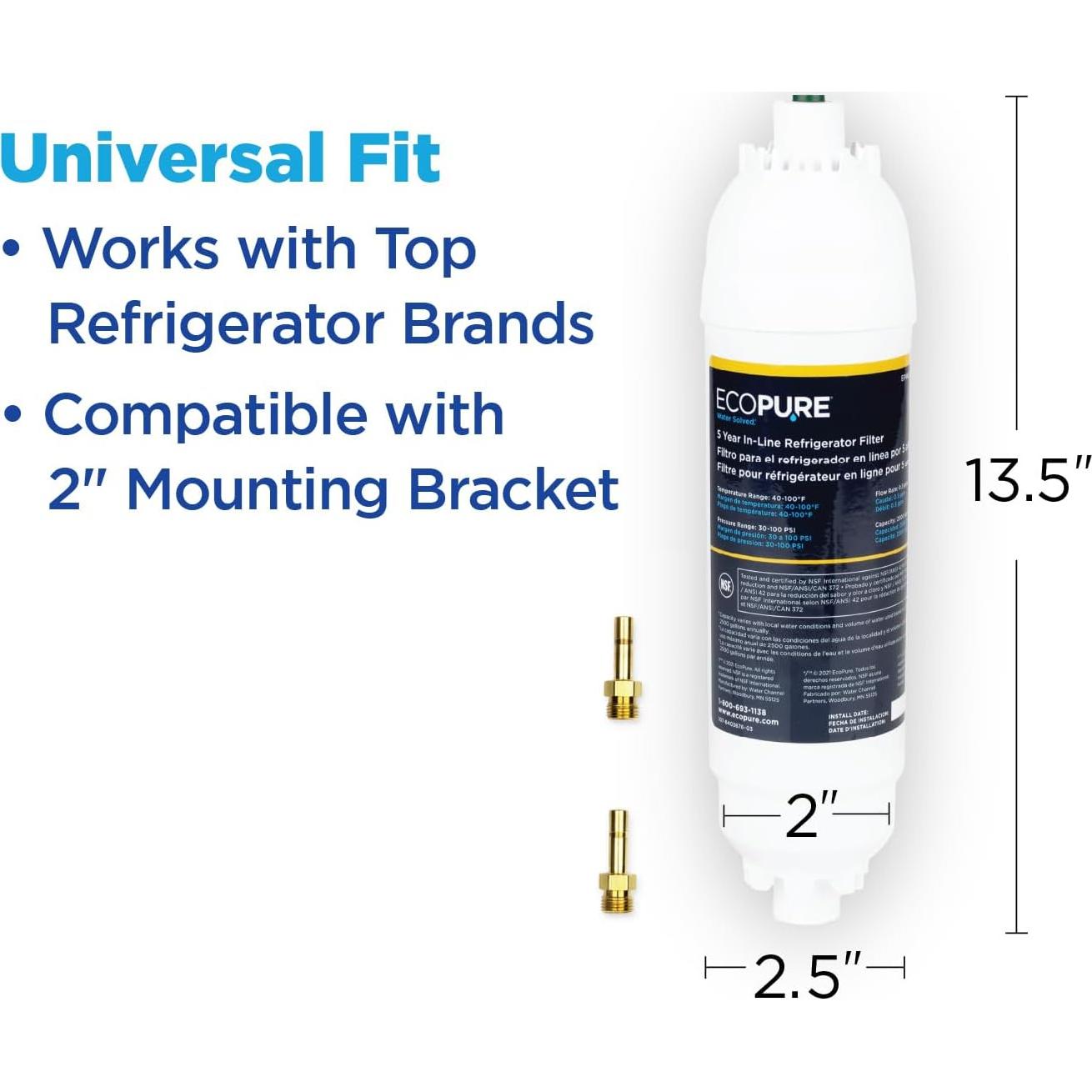 Filtro de Agua EcoPure EPINL30 5 Años Universal para Refrigerador