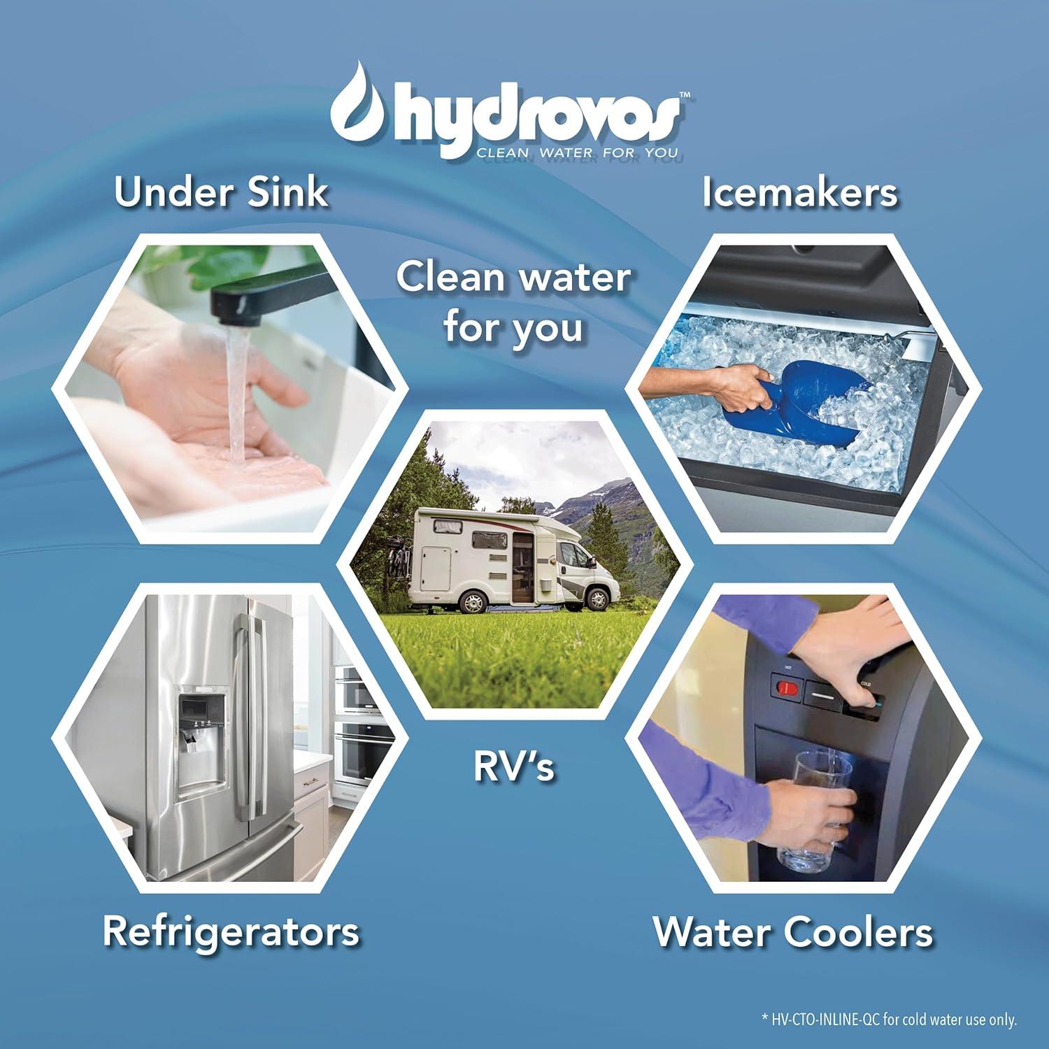 Filtro de Agua Inline HYDROVOS HV-CTO-INLINE-QC 10" Carbón Activado