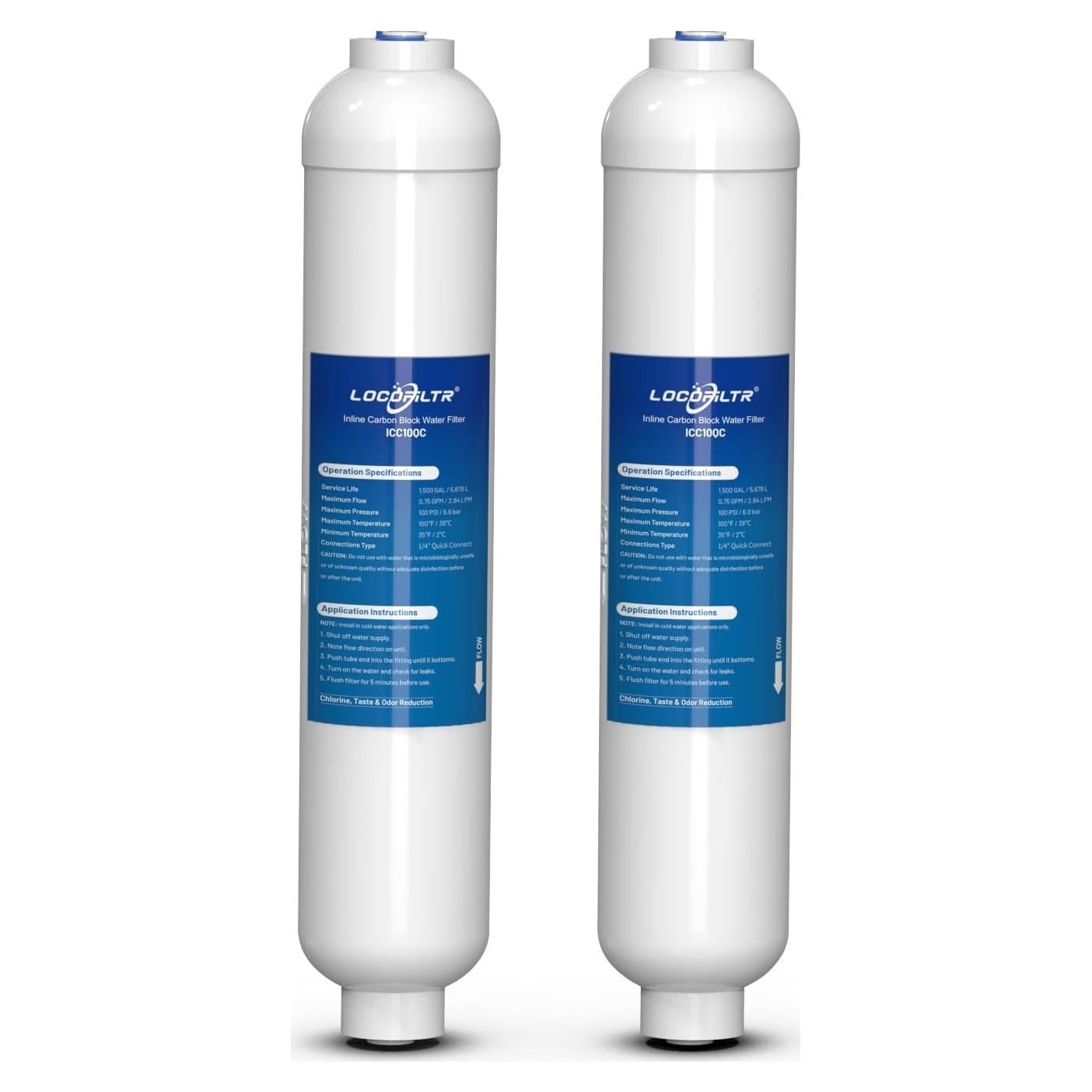 Filtro de Agua Inline Locofiltr ICC10QC 2 Unidades Carbón Activado