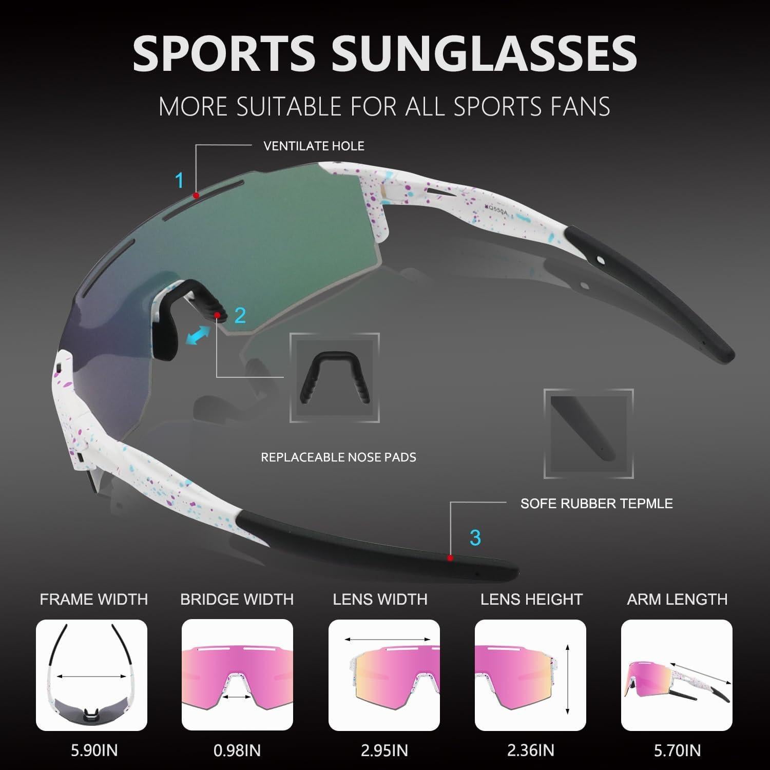 Gafas de sol OULAIQI para ciclismo y béisbol con 3 lentes