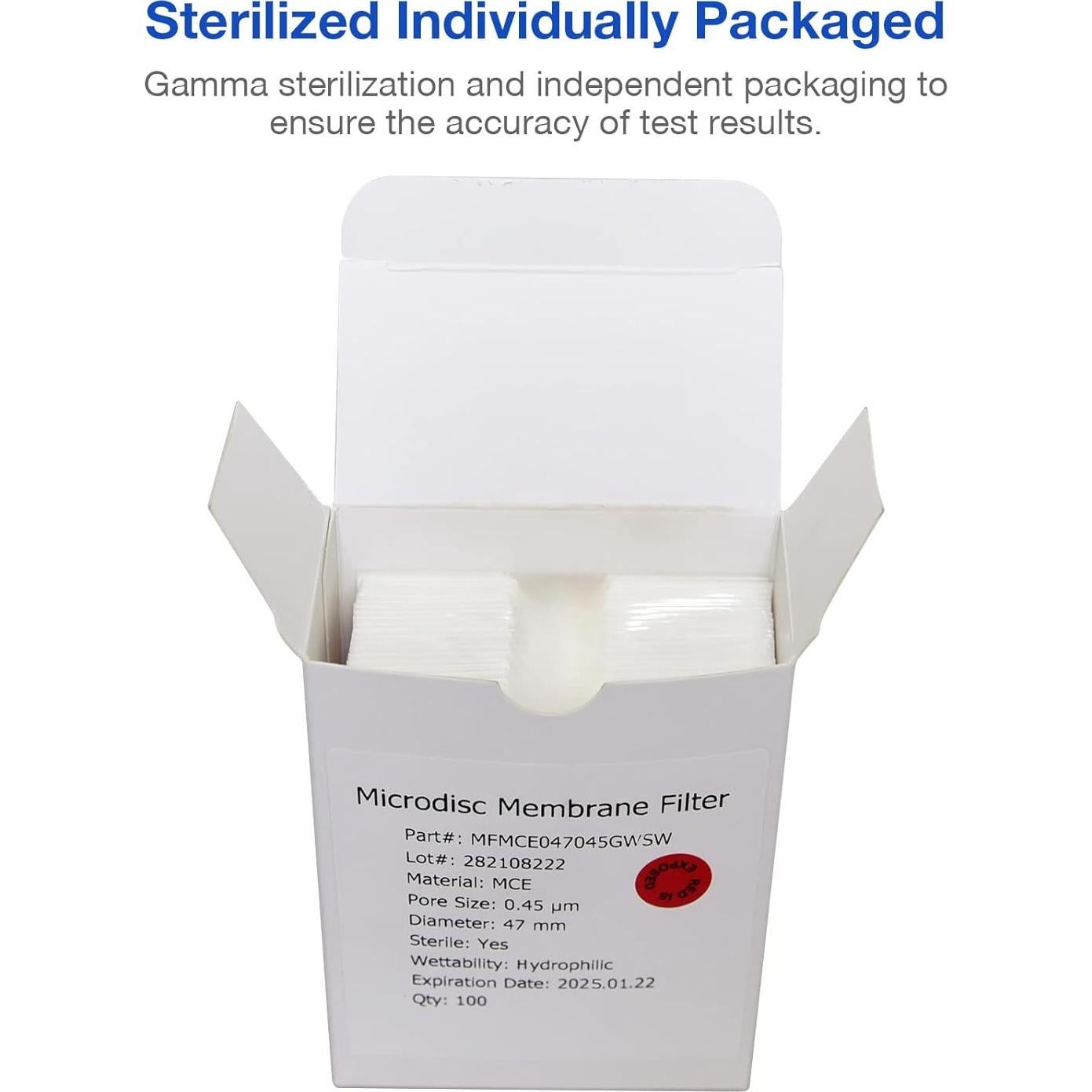 Filtro de Membrana Estéril SimPure MCE 47mm 0.45um Paquete 100