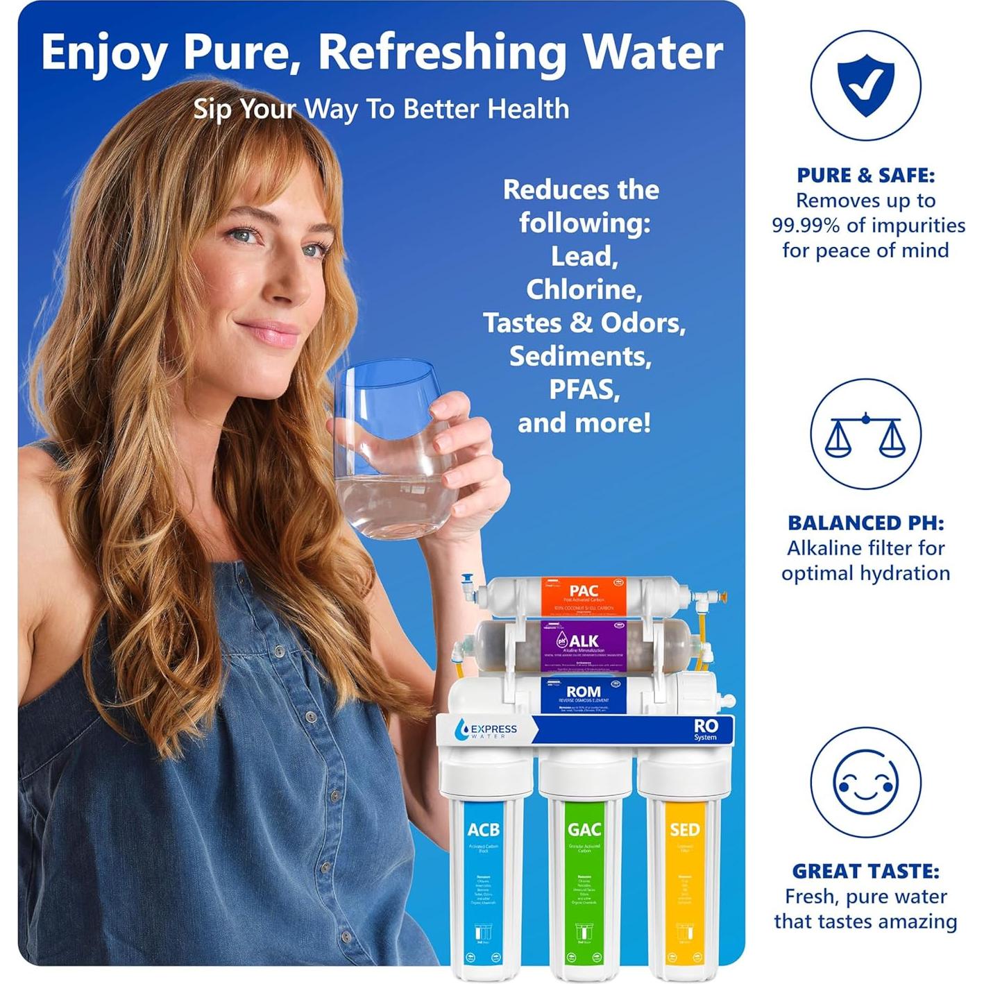 Sistema de Filtro de Agua por Ósmosis Inversa Express Water ROALK10M