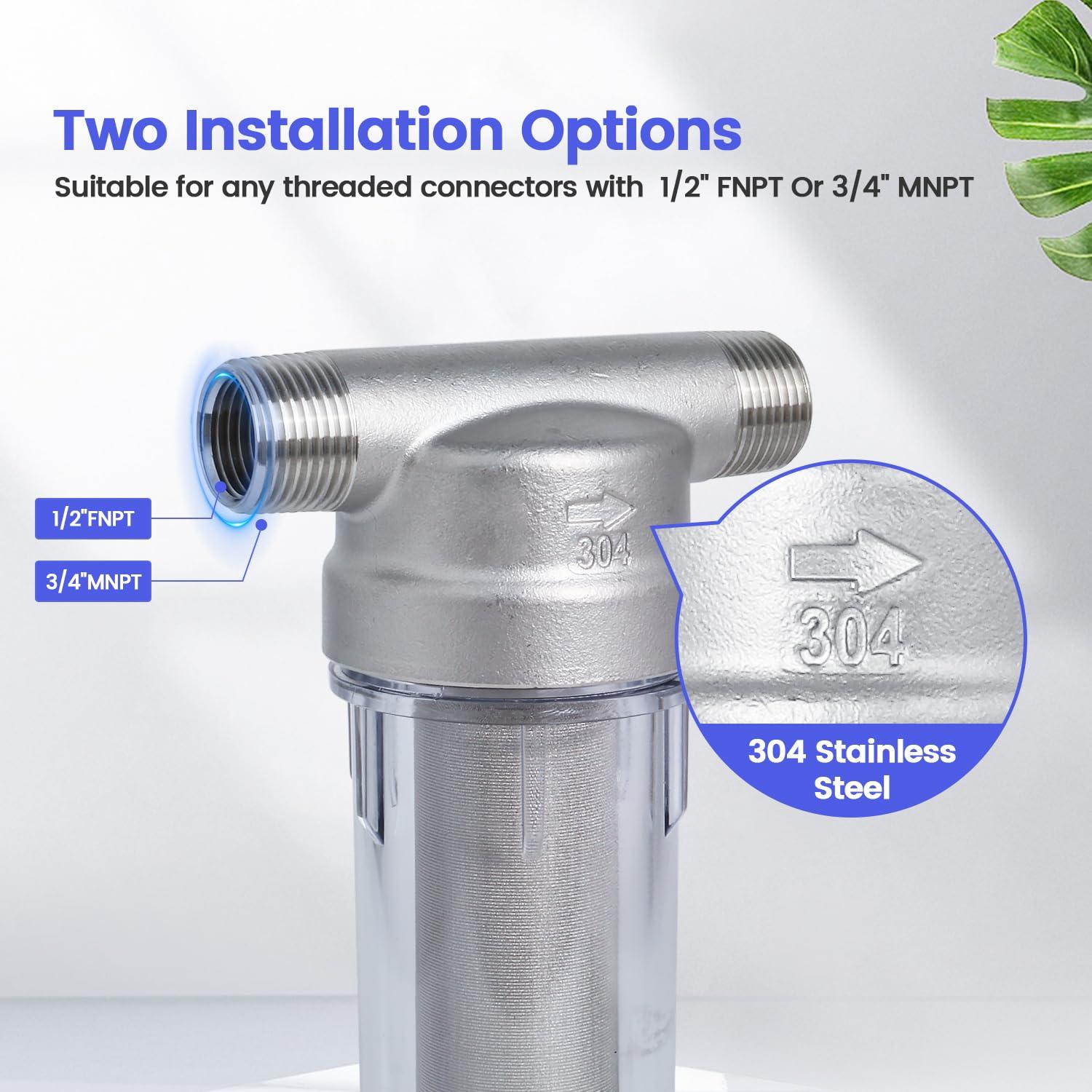 Filtro de agua Amwater de acero inoxidable 304 40 micrones