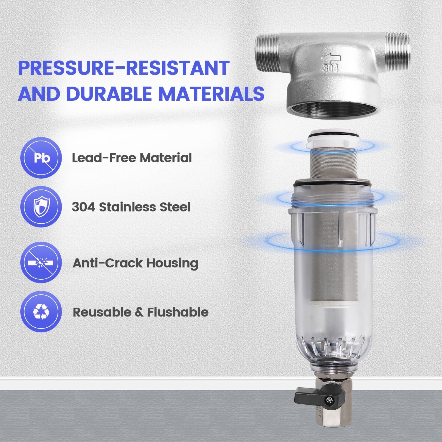 Filtro de agua Amwater de acero inoxidable 304 40 micrones