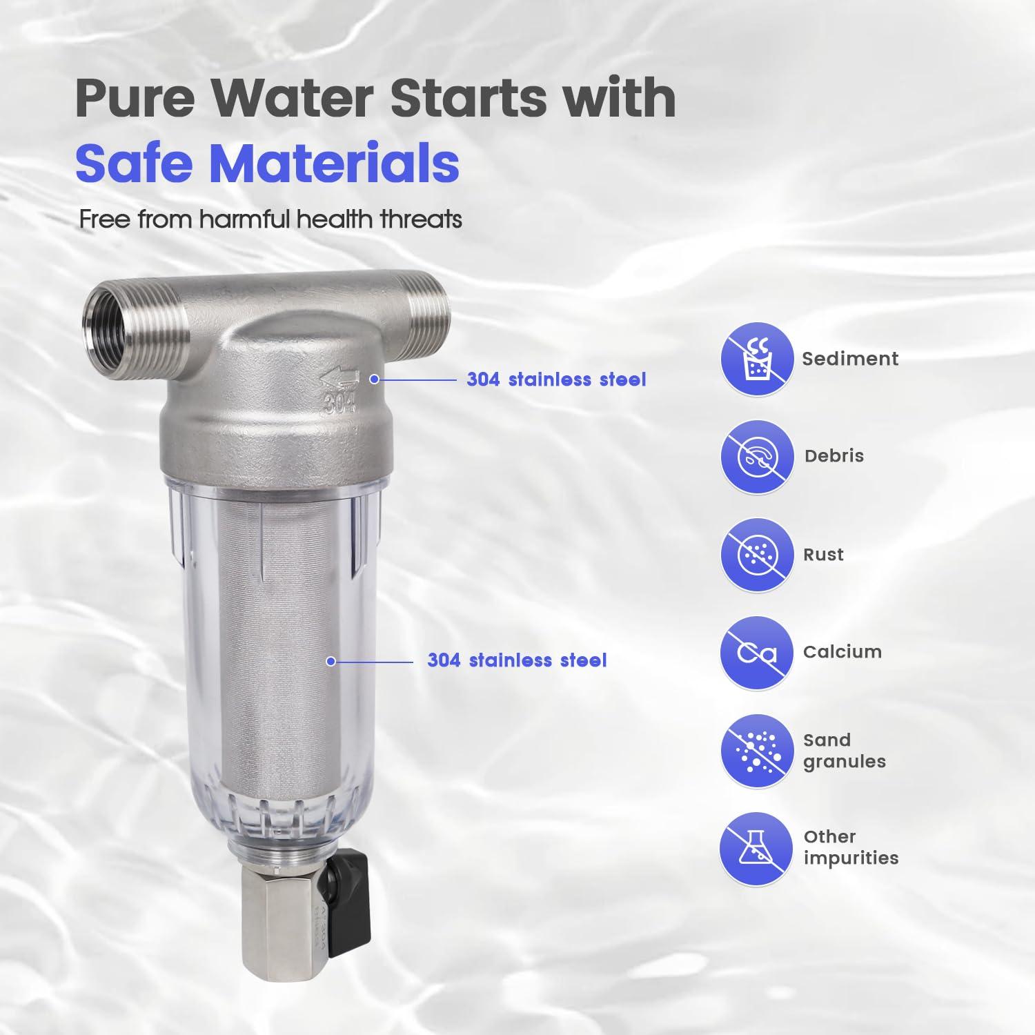 Filtro de agua Amwater de acero inoxidable 304 40 micrones