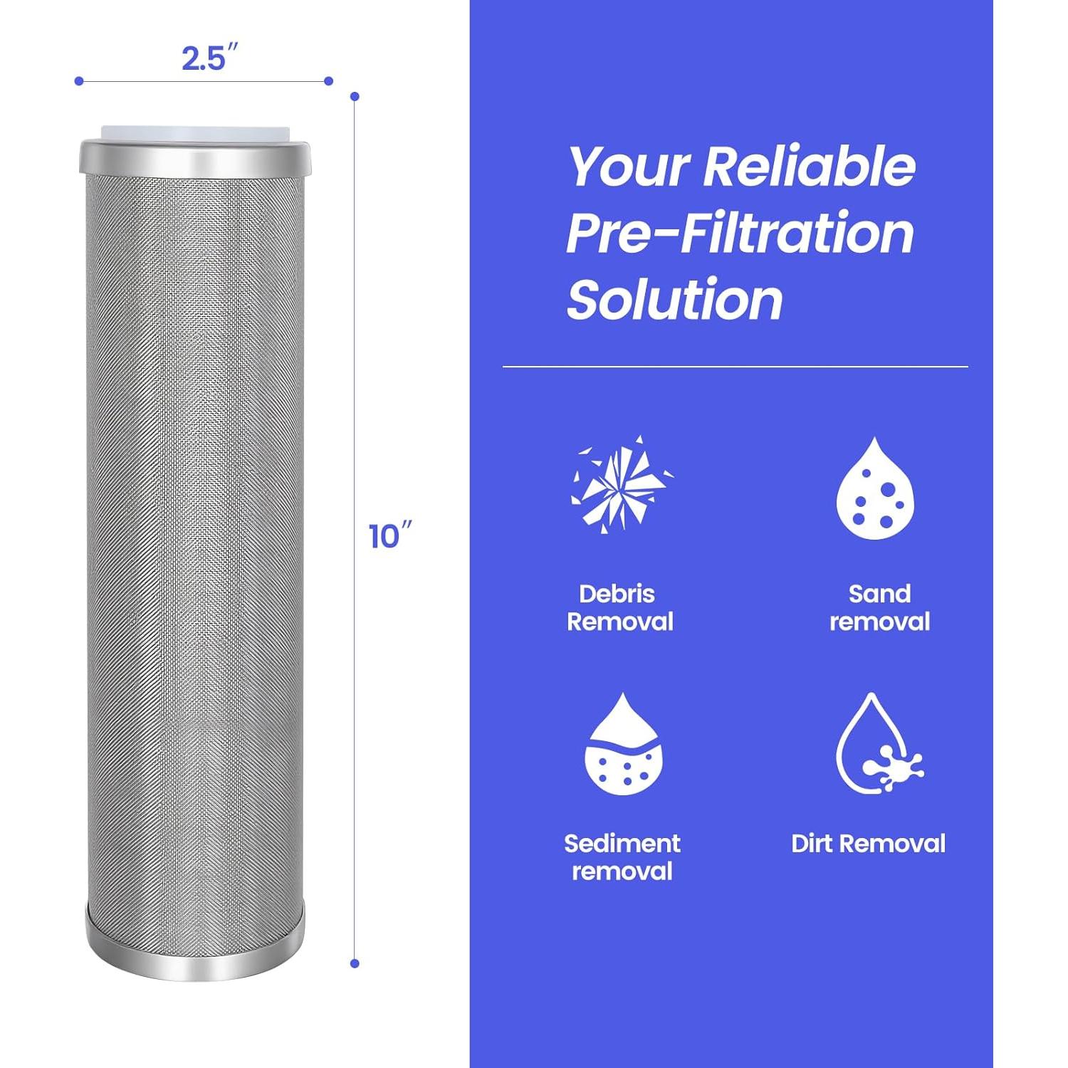 Cartucho de Filtro de Acero Inoxidable Amwater 10" 50 Micrones