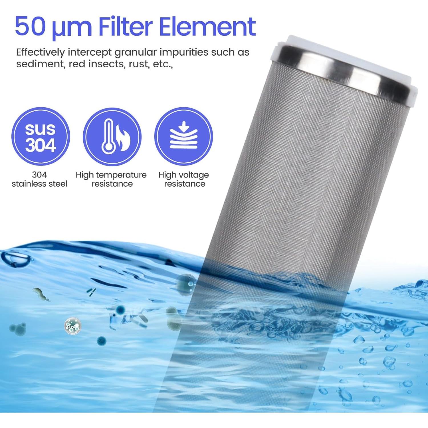 Cartucho de Filtro de Acero Inoxidable Amwater 10" 50 Micrones