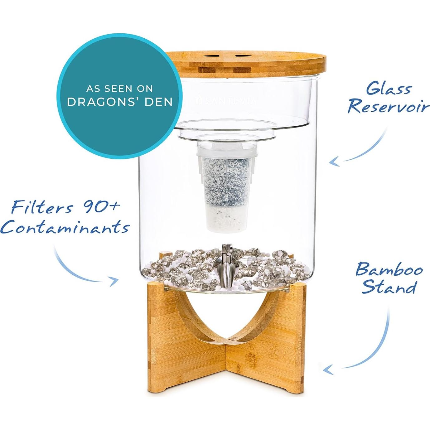 Sistema de Filtración de Agua Santevia de Vidrio 8L - Purificador Alcalino