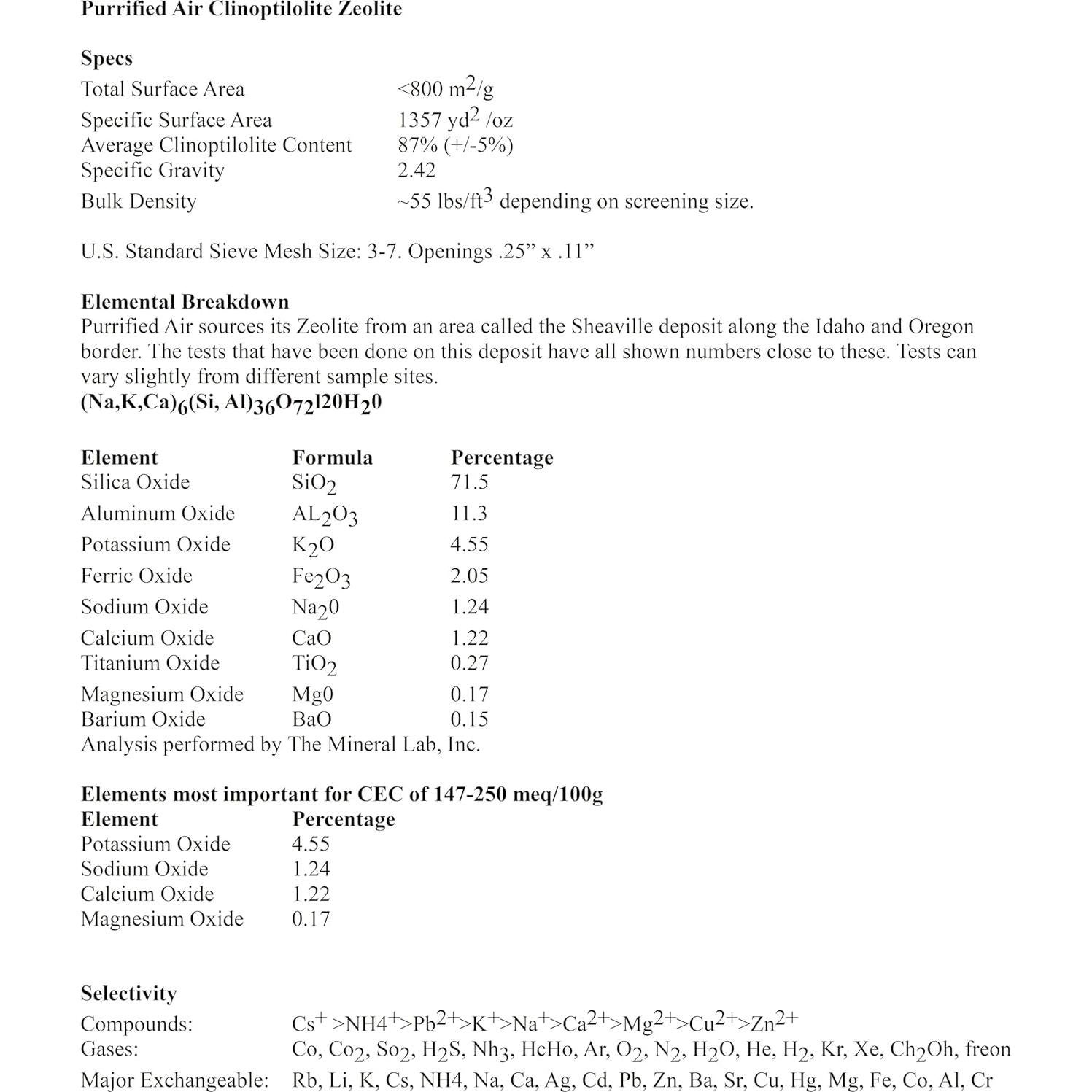 Zeolita a Granel Aire Purificado 2.27 kg Control Olores