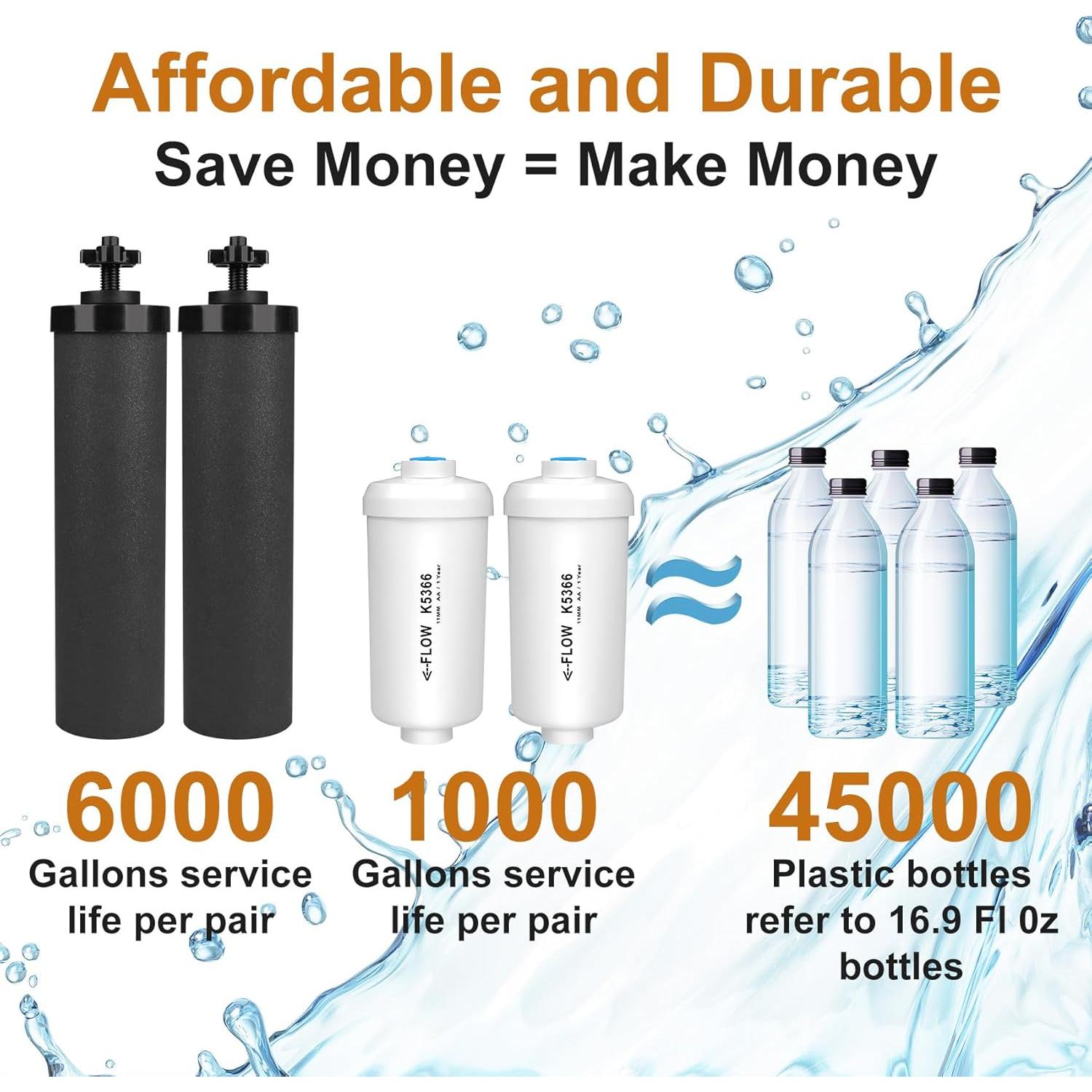 Filtros de Agua MACIFECI para Berkey - 4 Piezas Carbón Activado