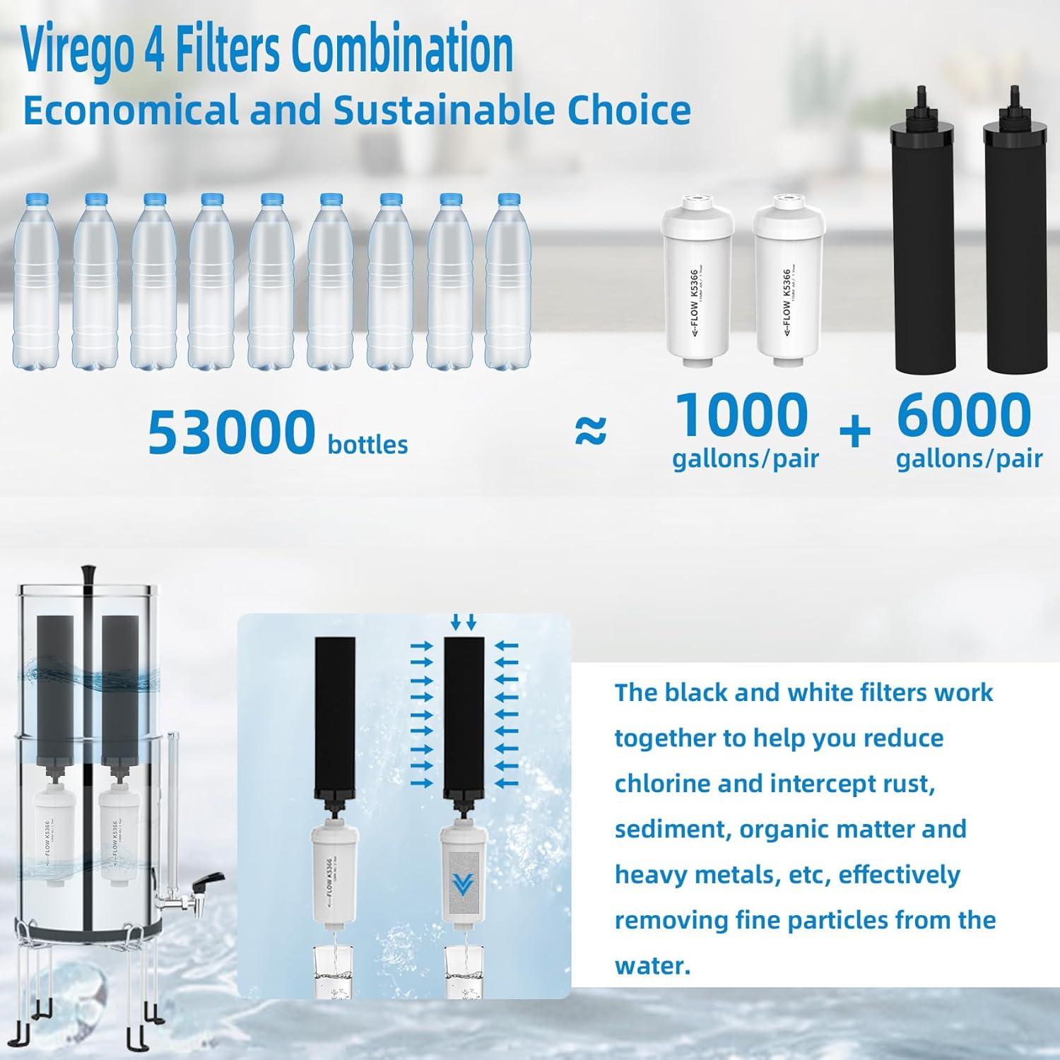 Filtros de Agua Virego para Berkey BB9-2 y PF-2 - Combo 4 Pzs