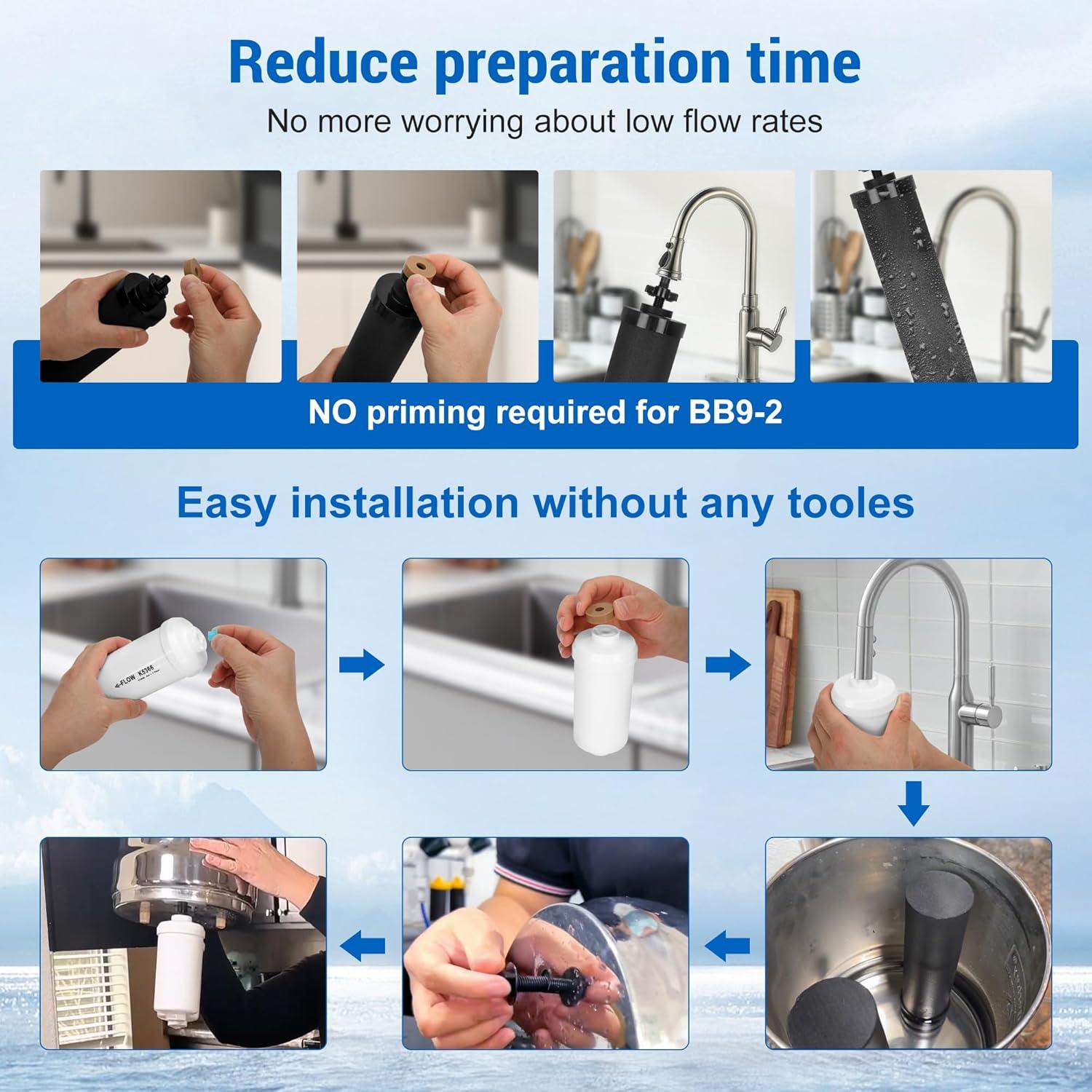 Filtros de Agua Virego para Berkey BB9-2 y PF-2 - Combo 4 Pzs