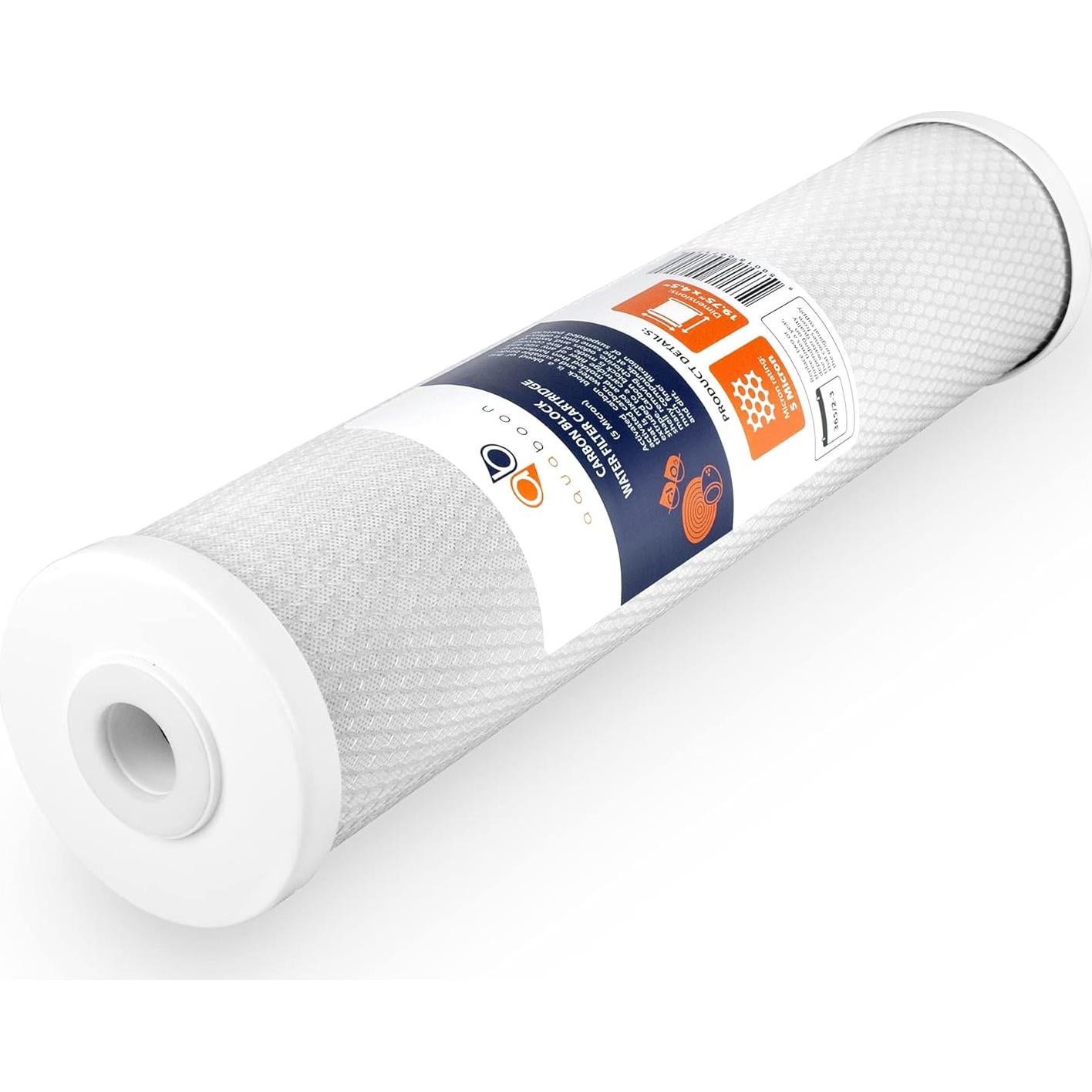 Cartucho de Filtro de Carbón Activado Aquaboon 20" x 4.5" - 5 Micrones - Paquete de 2