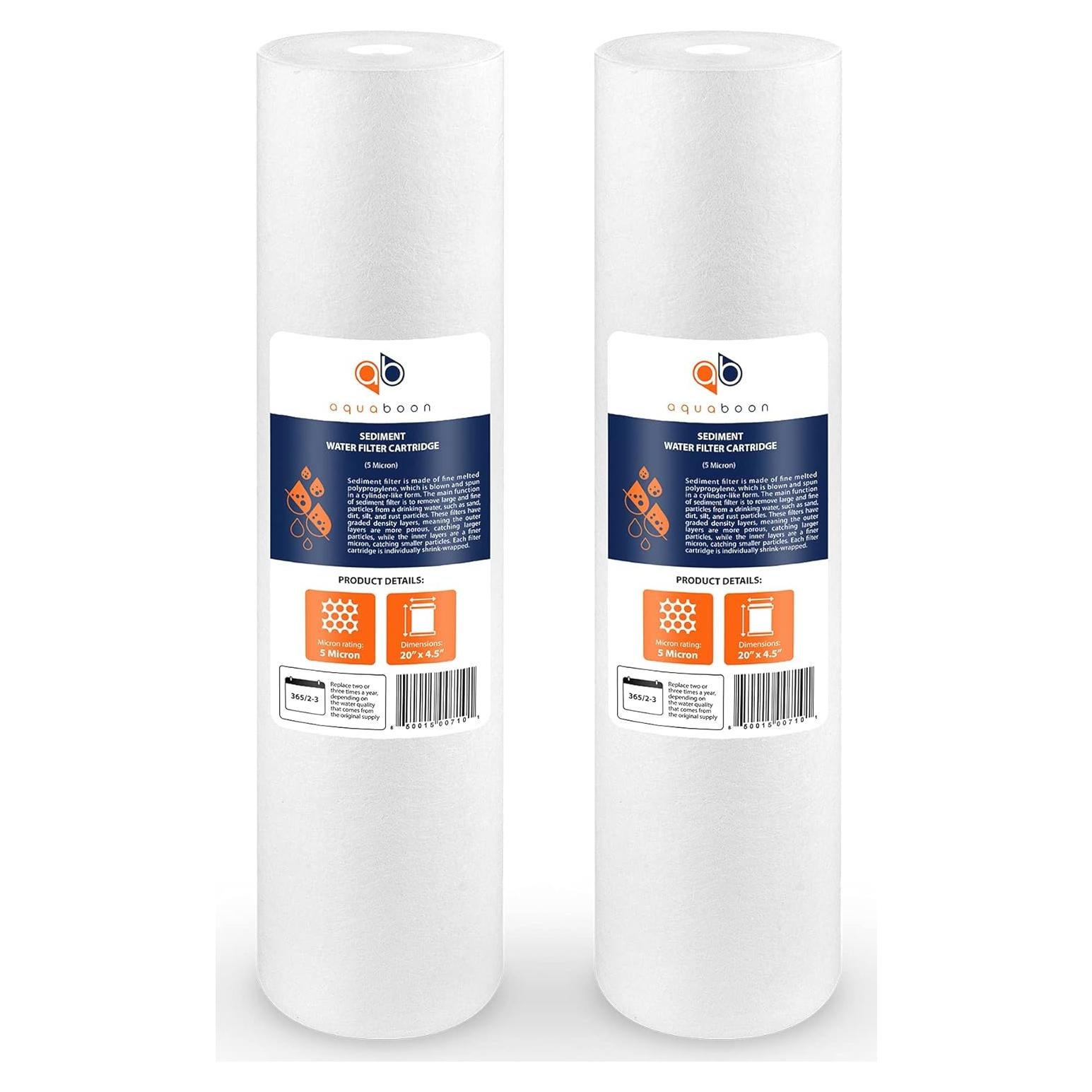 Filtro de Sedimentos Aquaboon 20x4.5" 5 Micrones - Paquete de 2