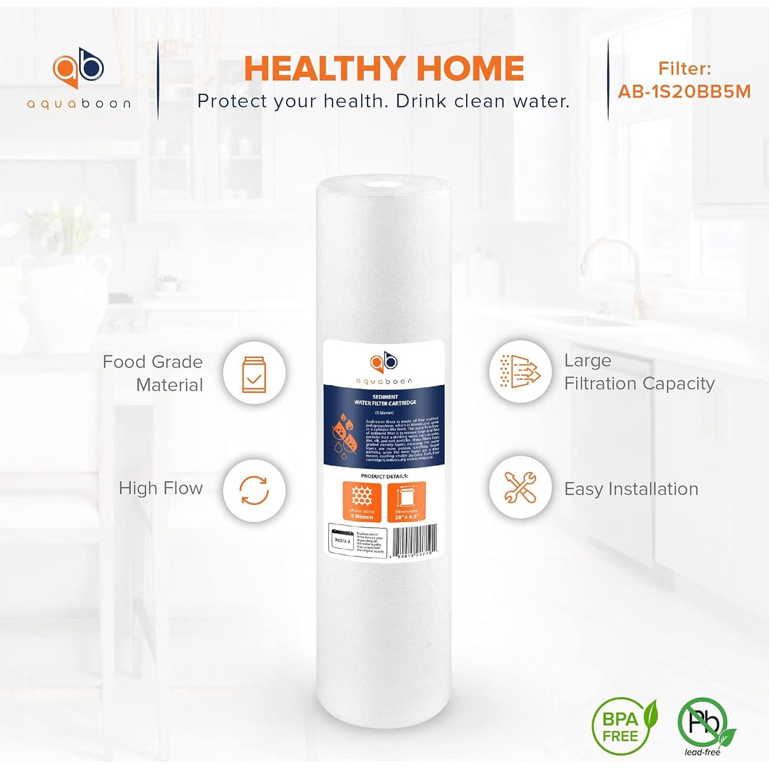 Filtro de Sedimentos Aquaboon 20x4.5" 5 Micrones - Paquete de 2