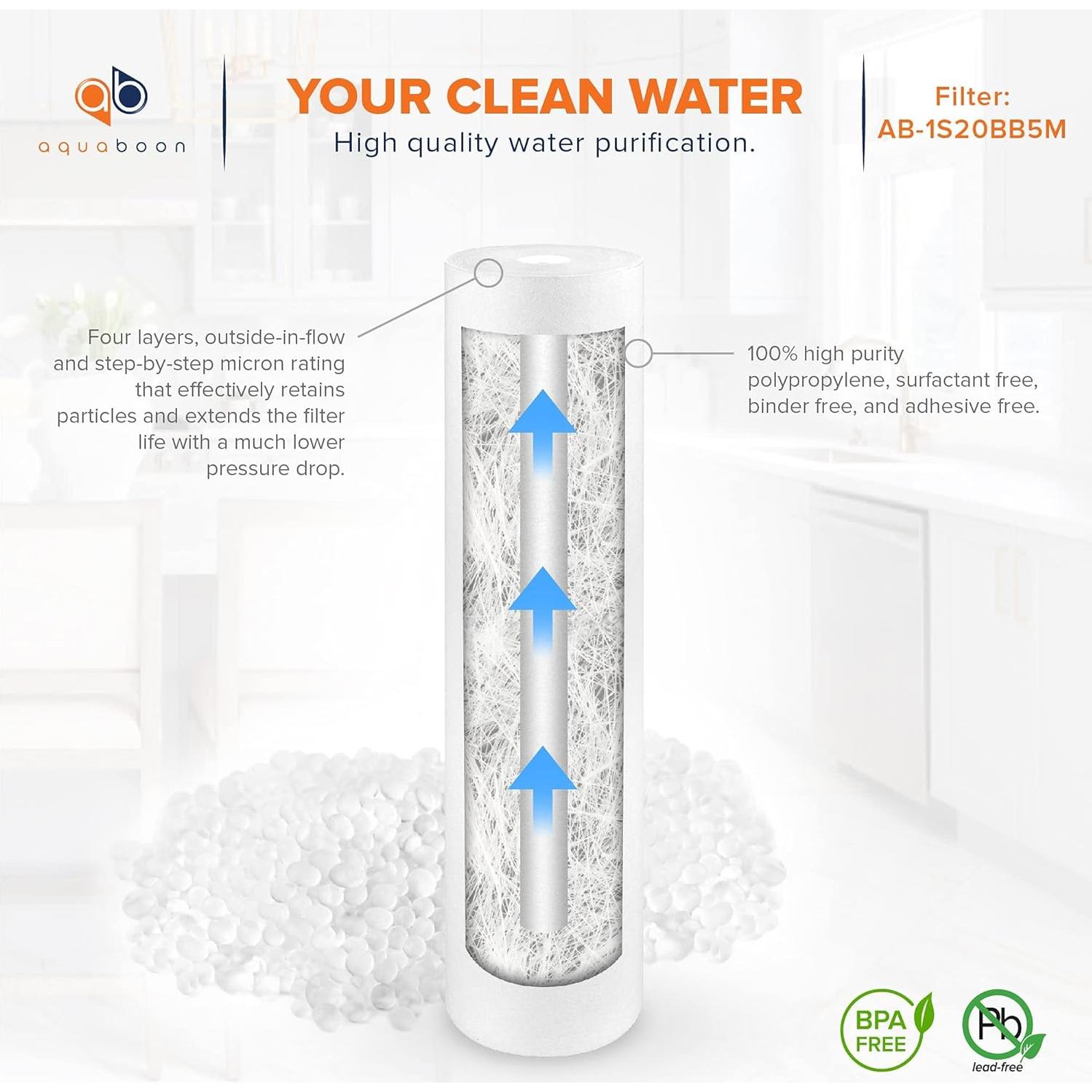 Filtro de Sedimentos Aquaboon 20x4.5" 5 Micrones - Paquete de 2