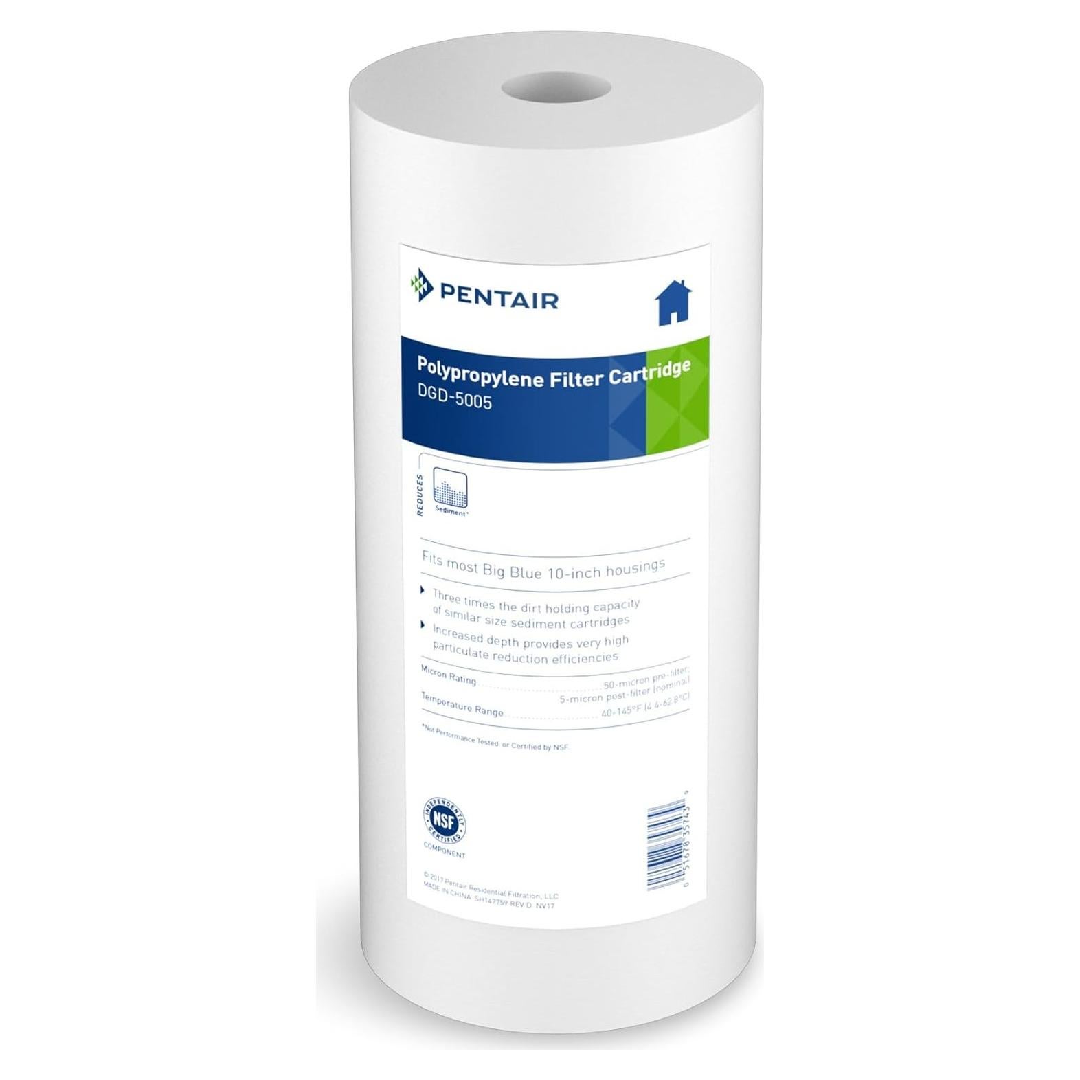 Filtro de Agua Pentair Pentek DGD-5005 Big Blue 10" 5 Micrones