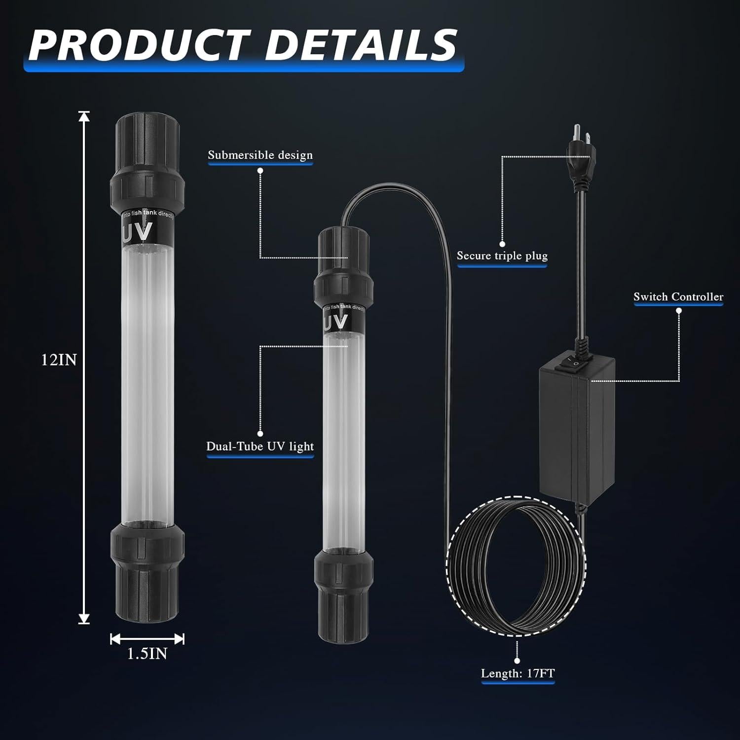 Esterilizador UV-C 20W Ayamaxon para Acuarios y Estanques