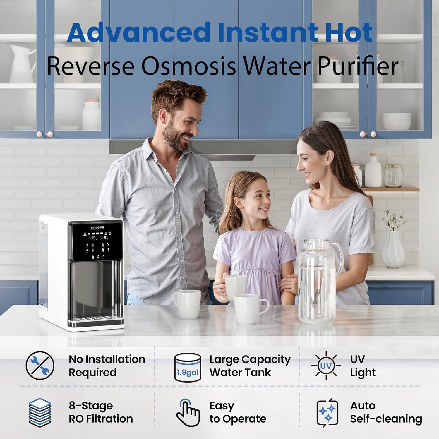 Purificador de Agua TOPZEE FTP-E-UR02 8 Etapas UV 7L Encimera