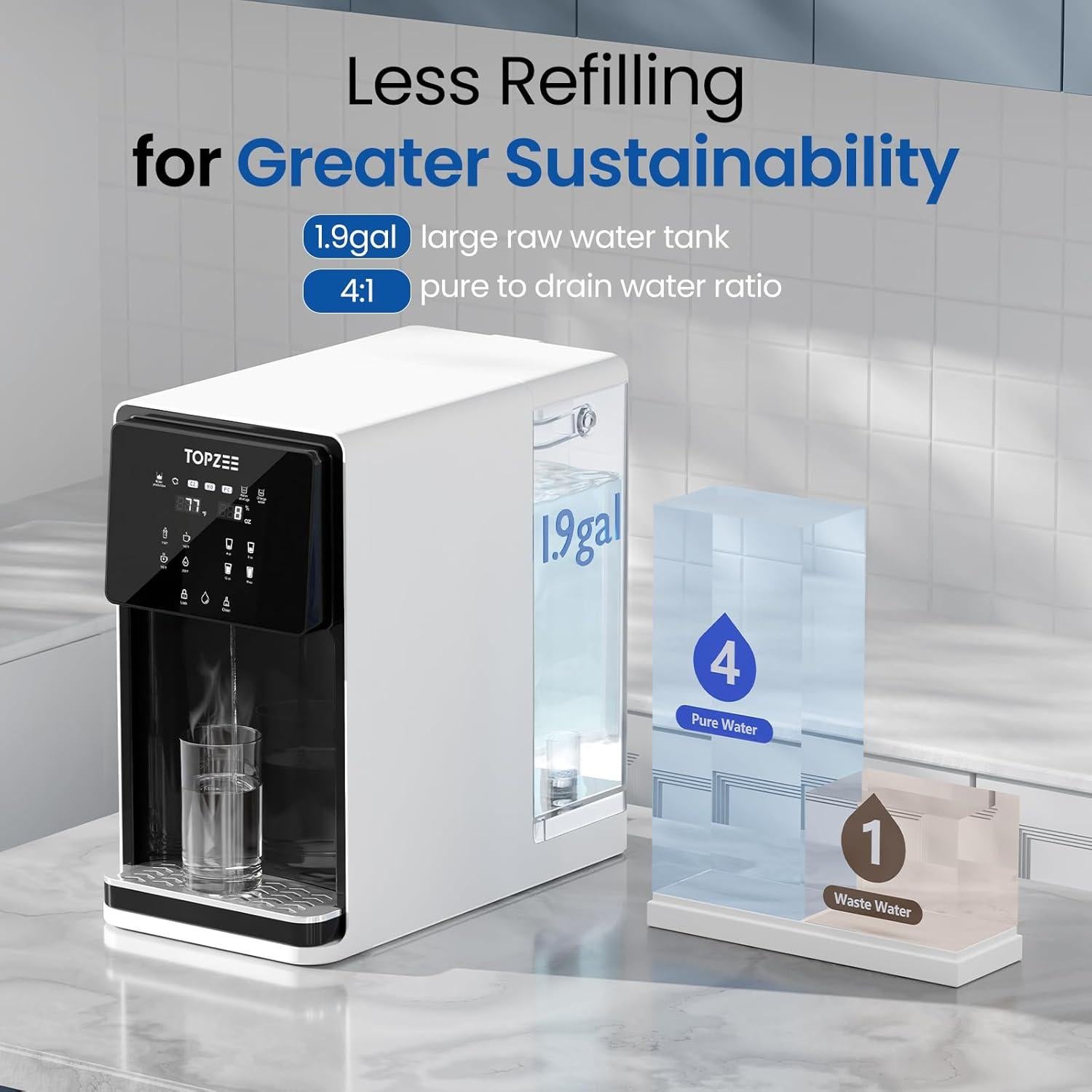 Purificador de Agua TOPZEE FTP-E-UR02 8 Etapas UV 7L Encimera