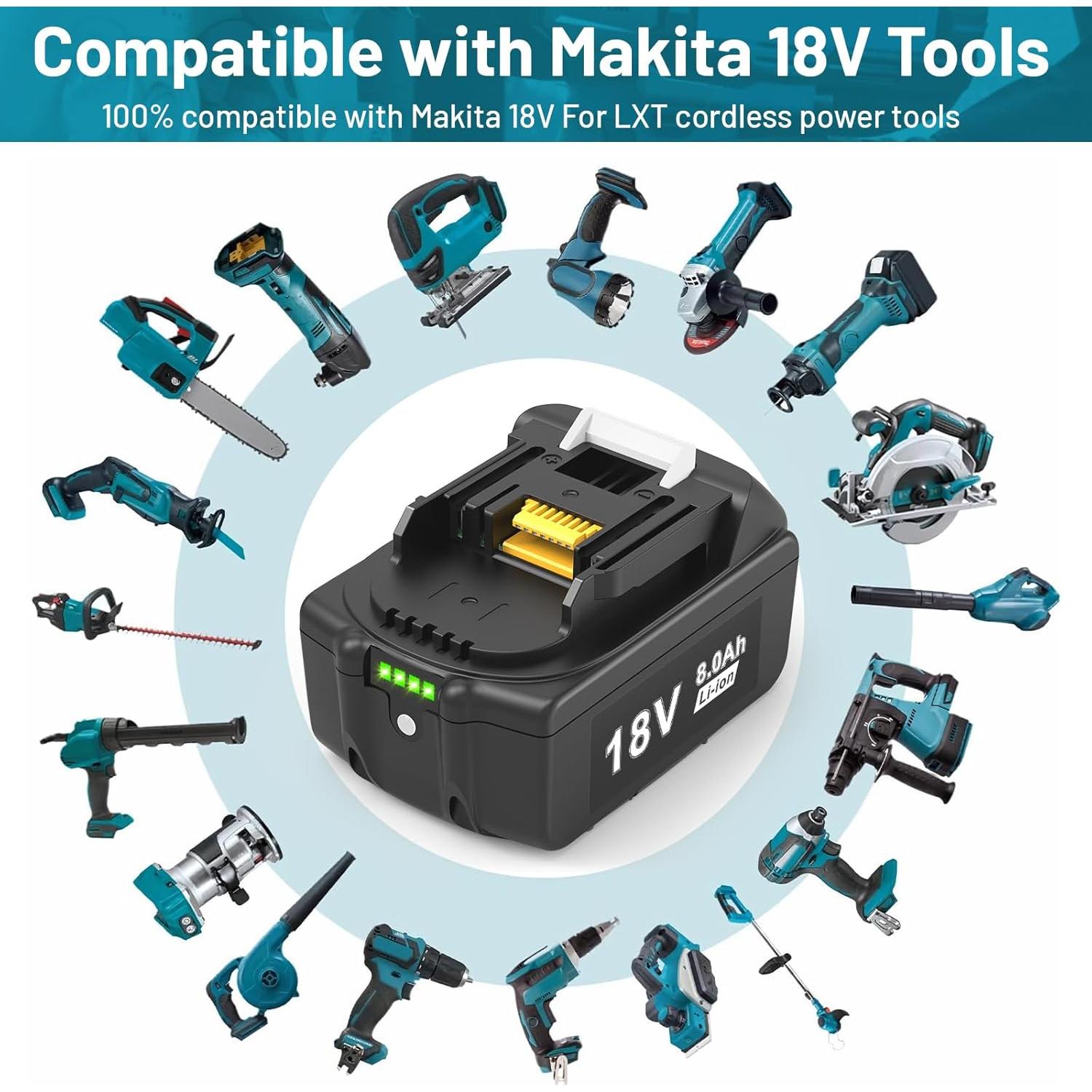 Batería de Reemplazo Futurebatt 18V 8.0Ah para Makita - 2 Paquetes