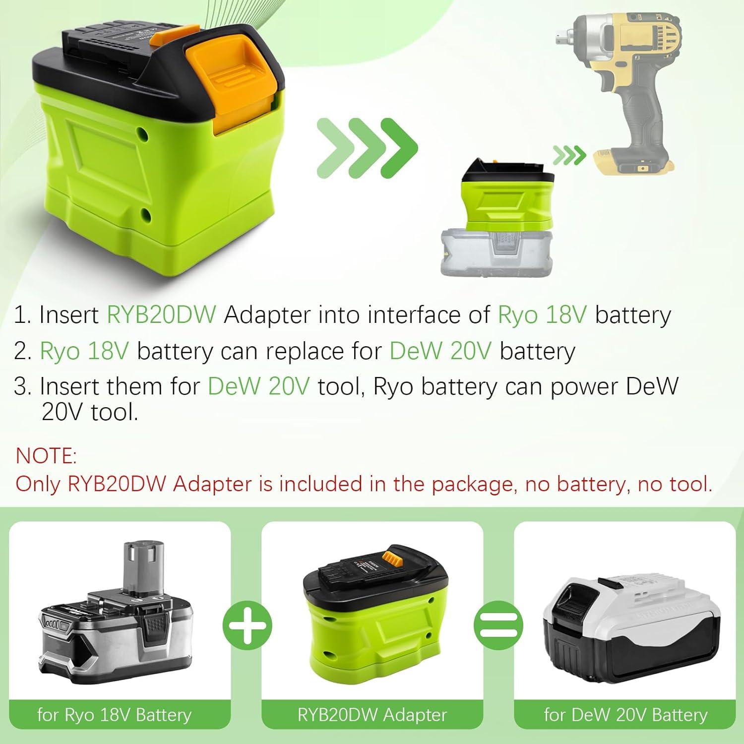 Adaptador Ryobi 18V a Dewalt 20V DCB para herramientas