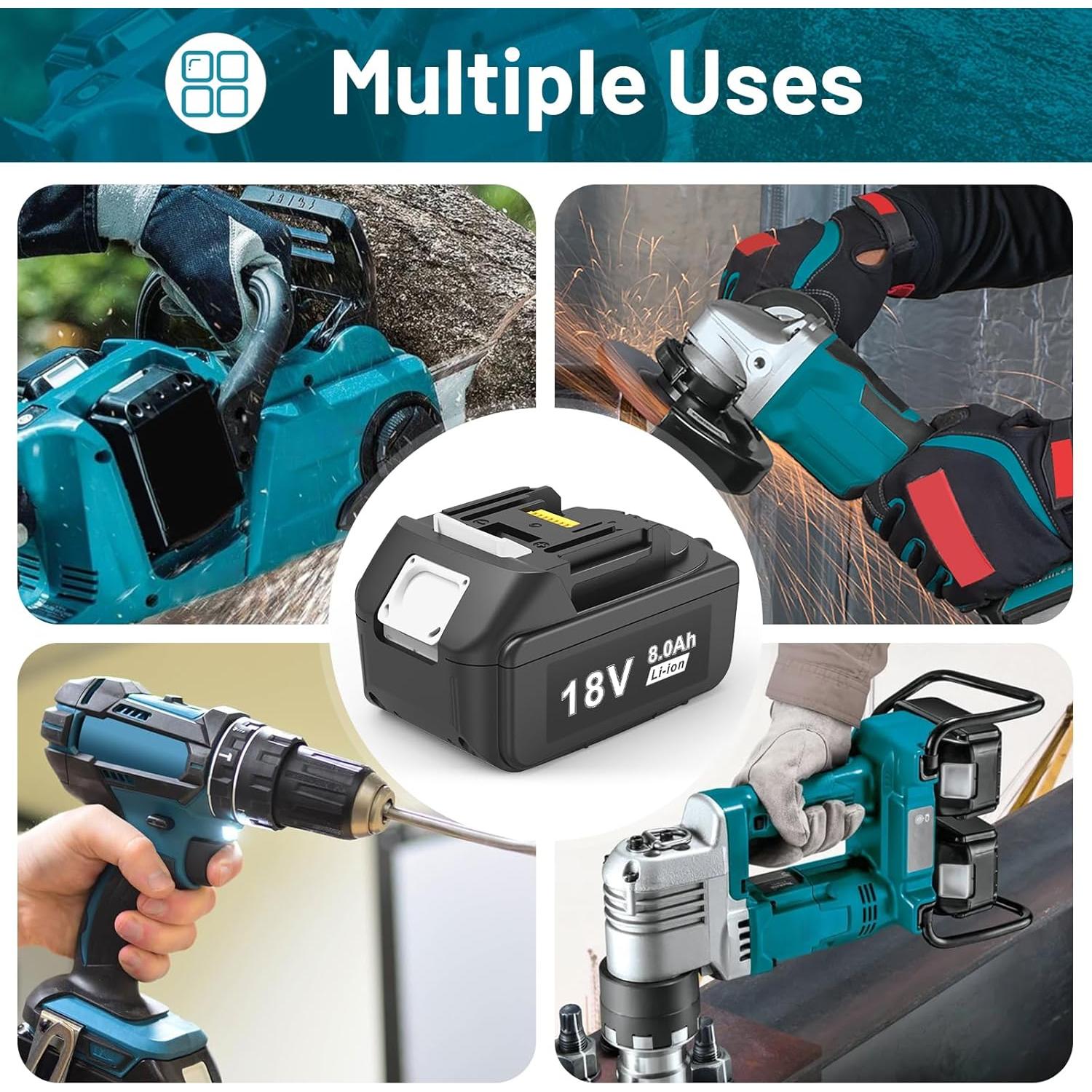 Batería de Reemplazo 18V 8.0Ah Futurebatt para Makita - 4 Paquetes