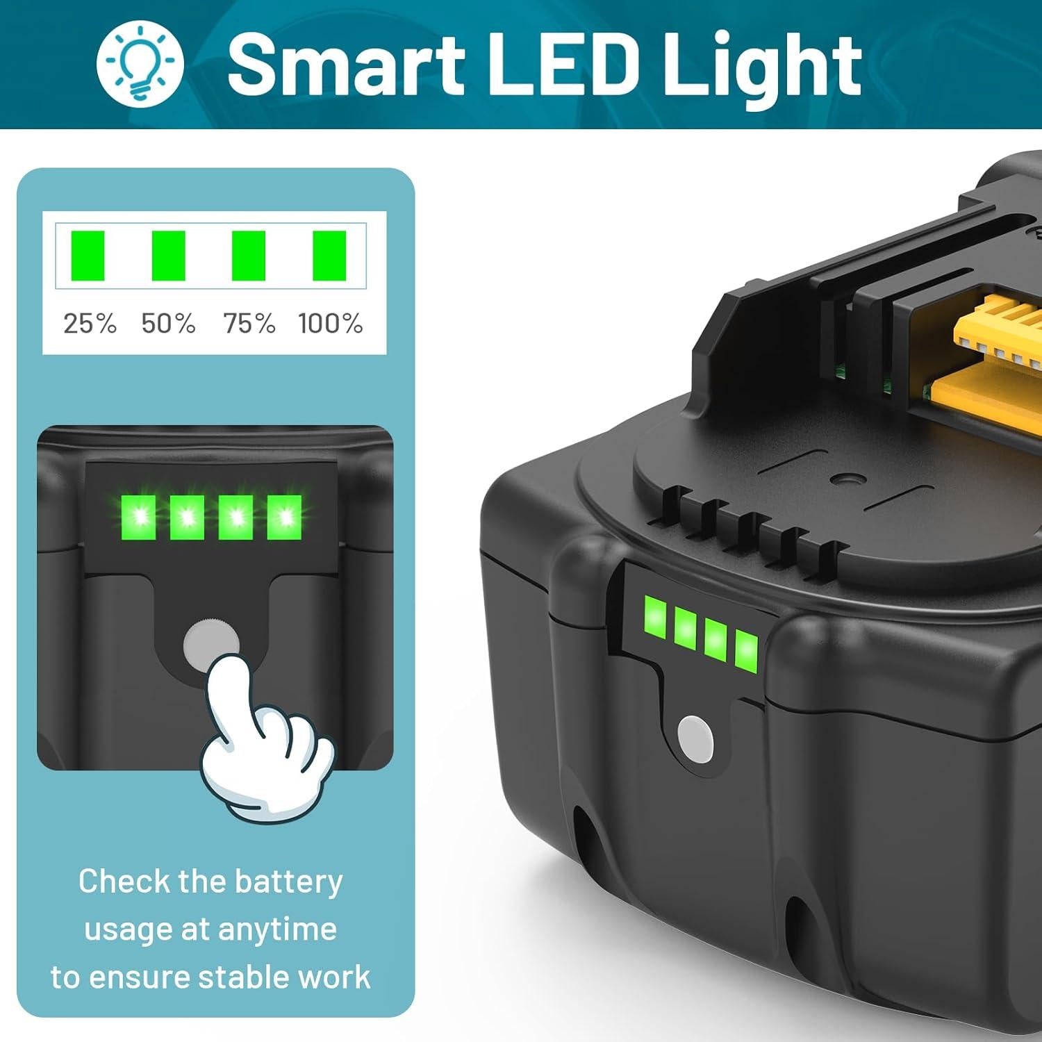 Batería de Reemplazo 18V 8.0Ah Futurebatt para Makita - 4 Paquetes