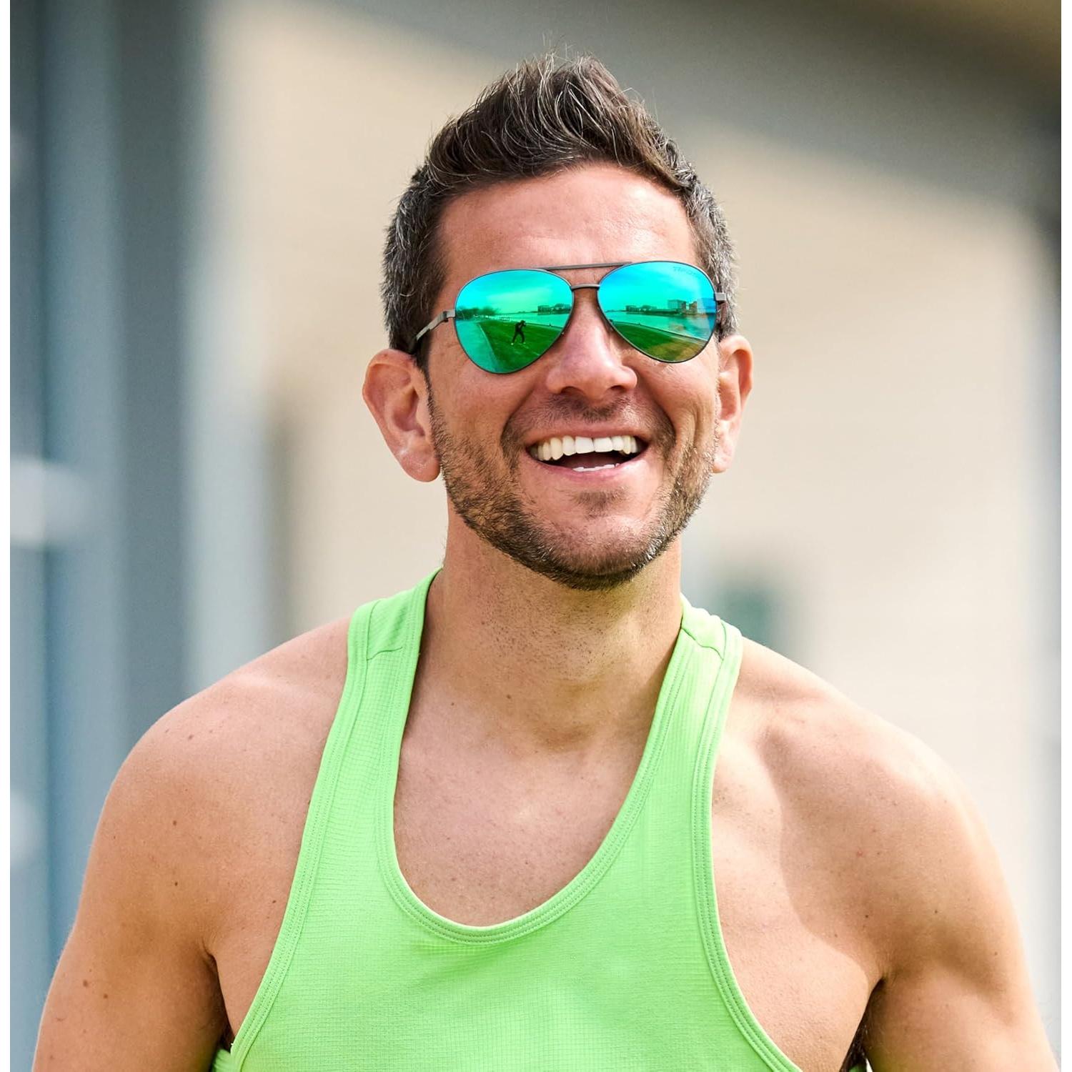 Gafas de sol aviador Tifosi sin enredos - Lente ahumado verde