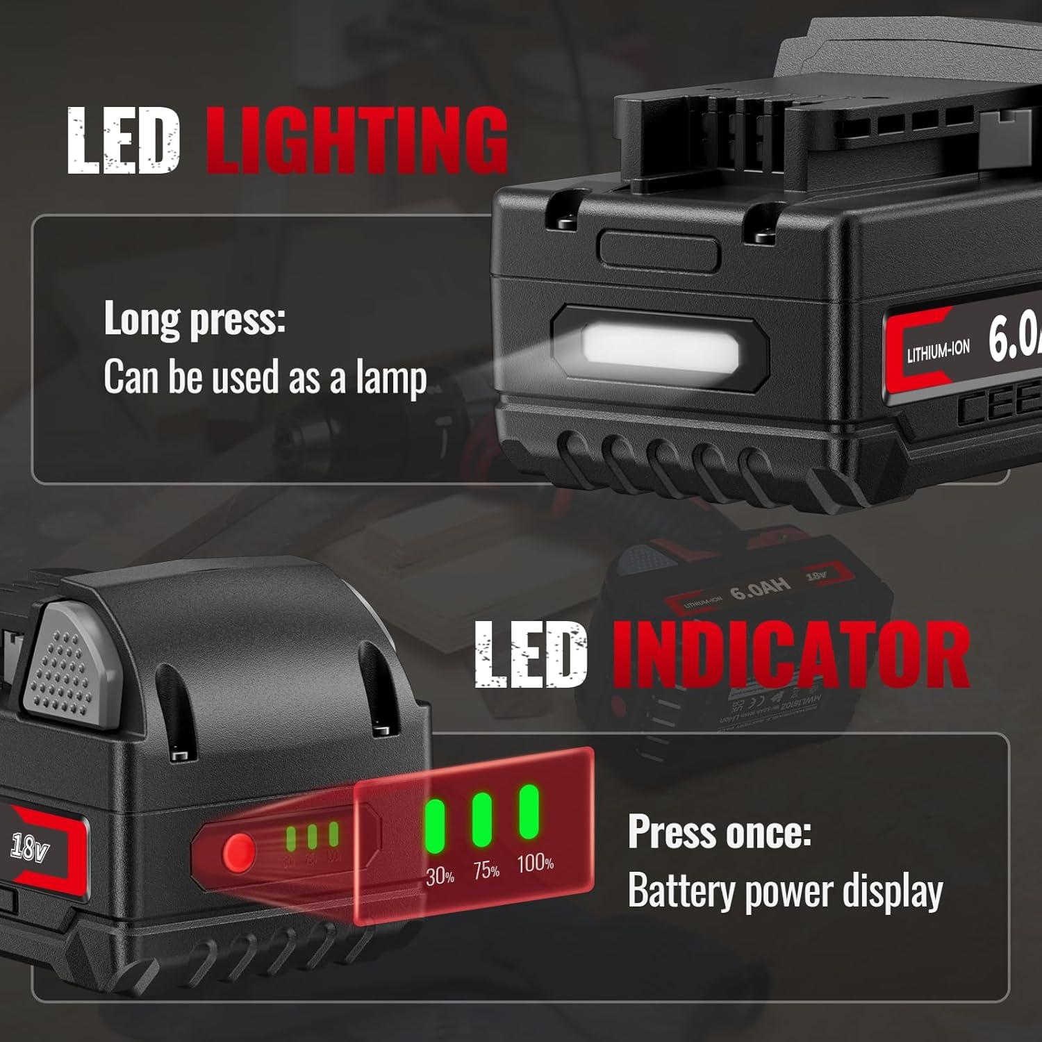 Batería de Litio CEENR 6.0Ah Reemplazo Milwaukee M-18