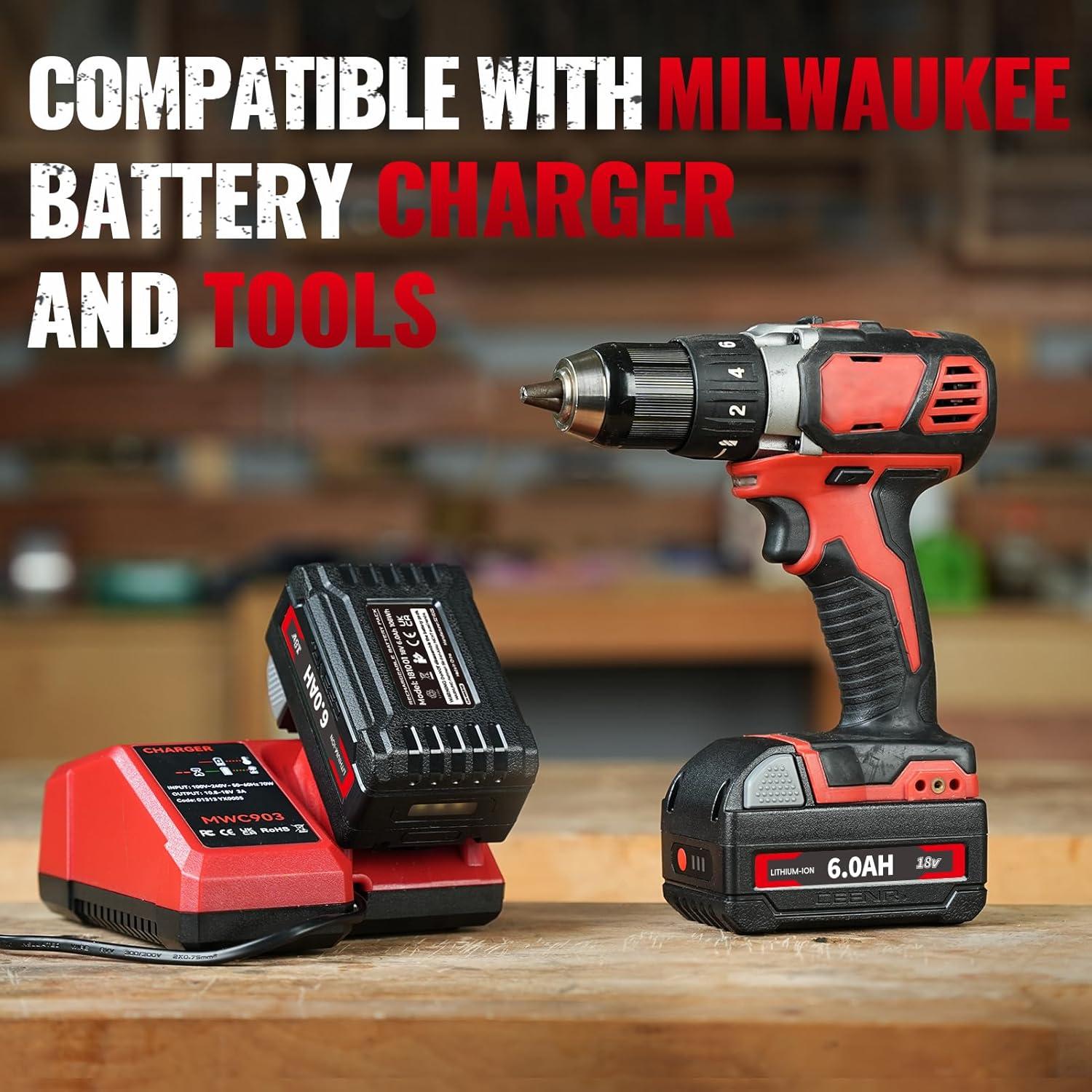 Batería de Litio CEENR 6.0Ah Reemplazo Milwaukee M-18