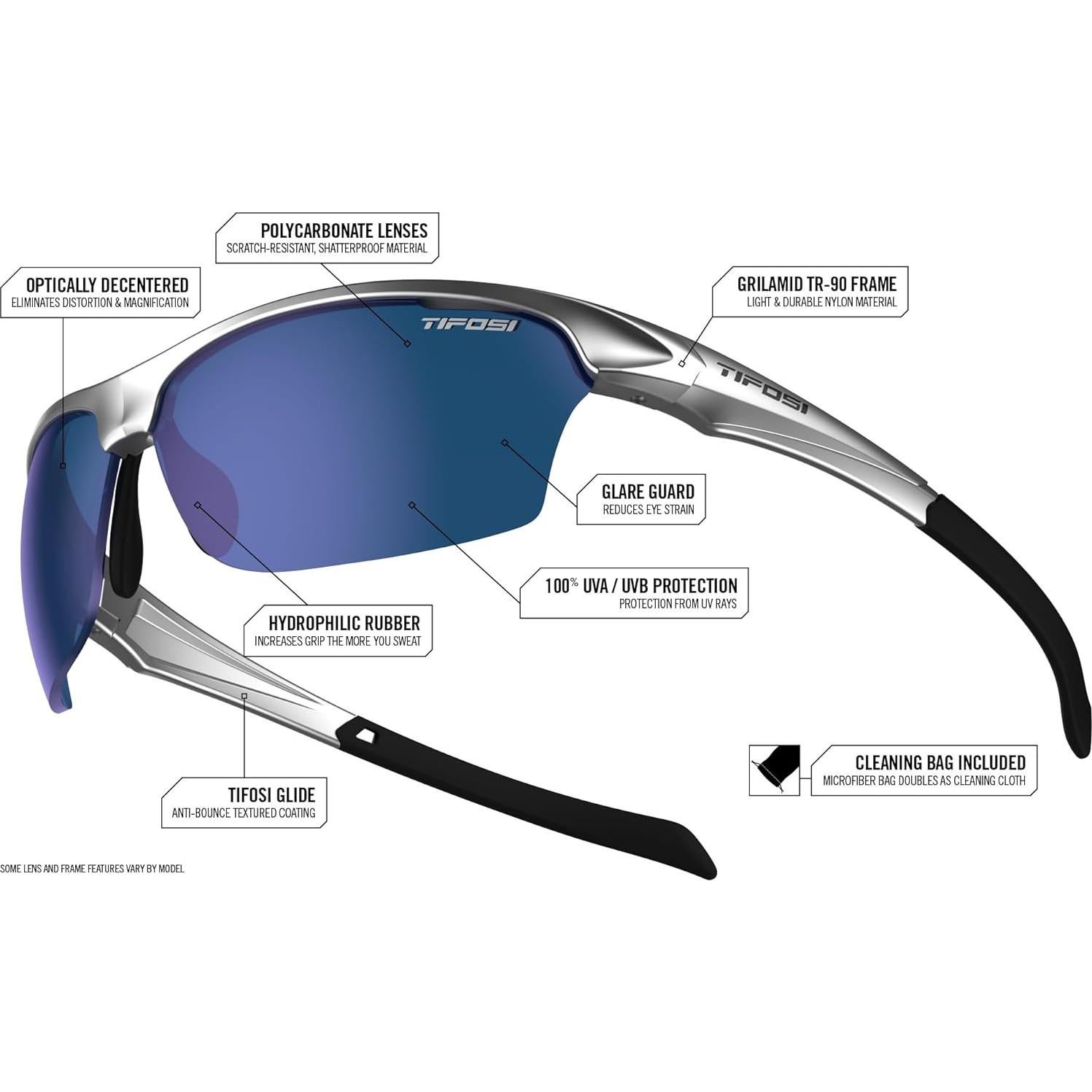 Gafas de sol Tifosi deportivas con lentes claros y rojos