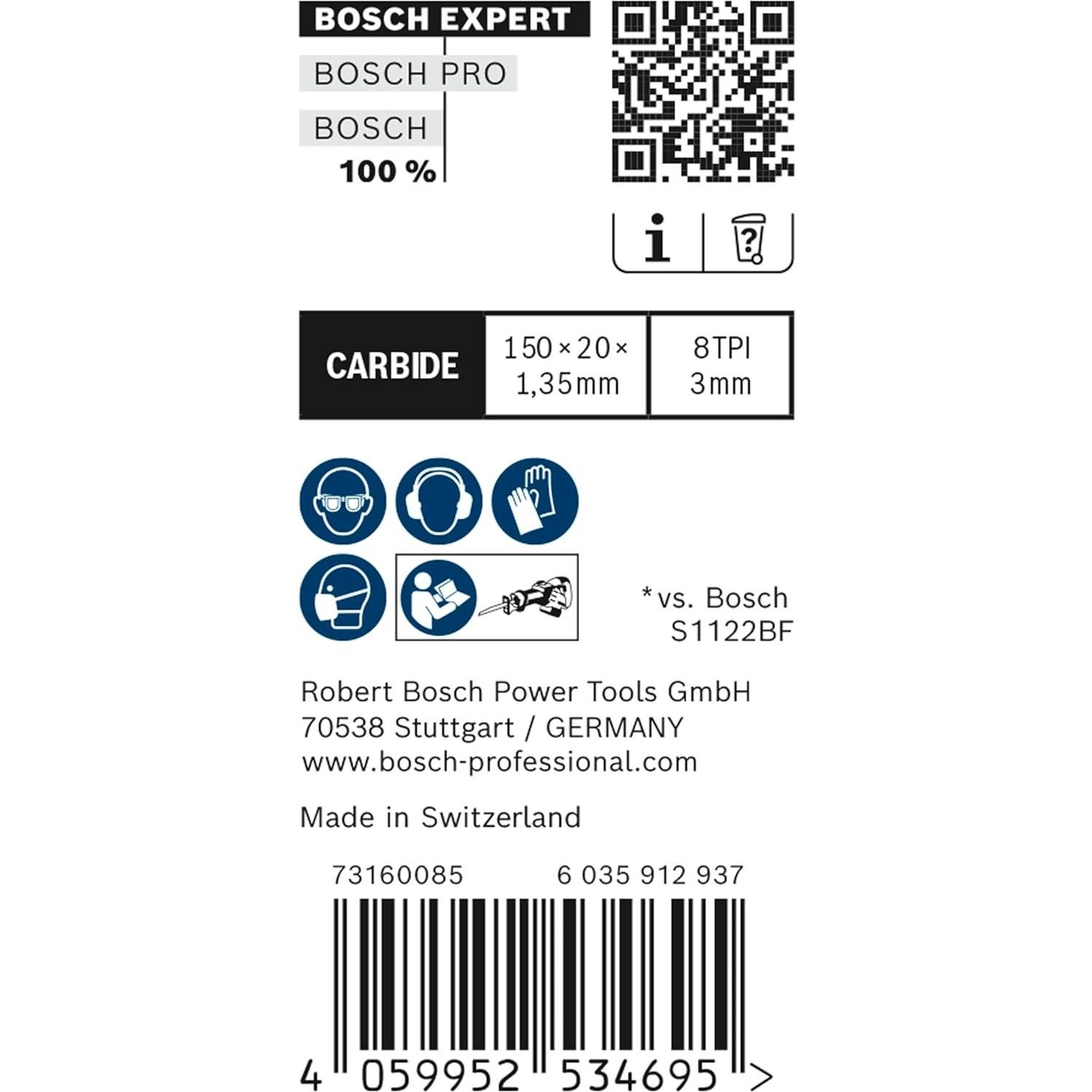 Hoja de Sierra Recíproca Bosch Expert Rescate Vehículos 150mm
