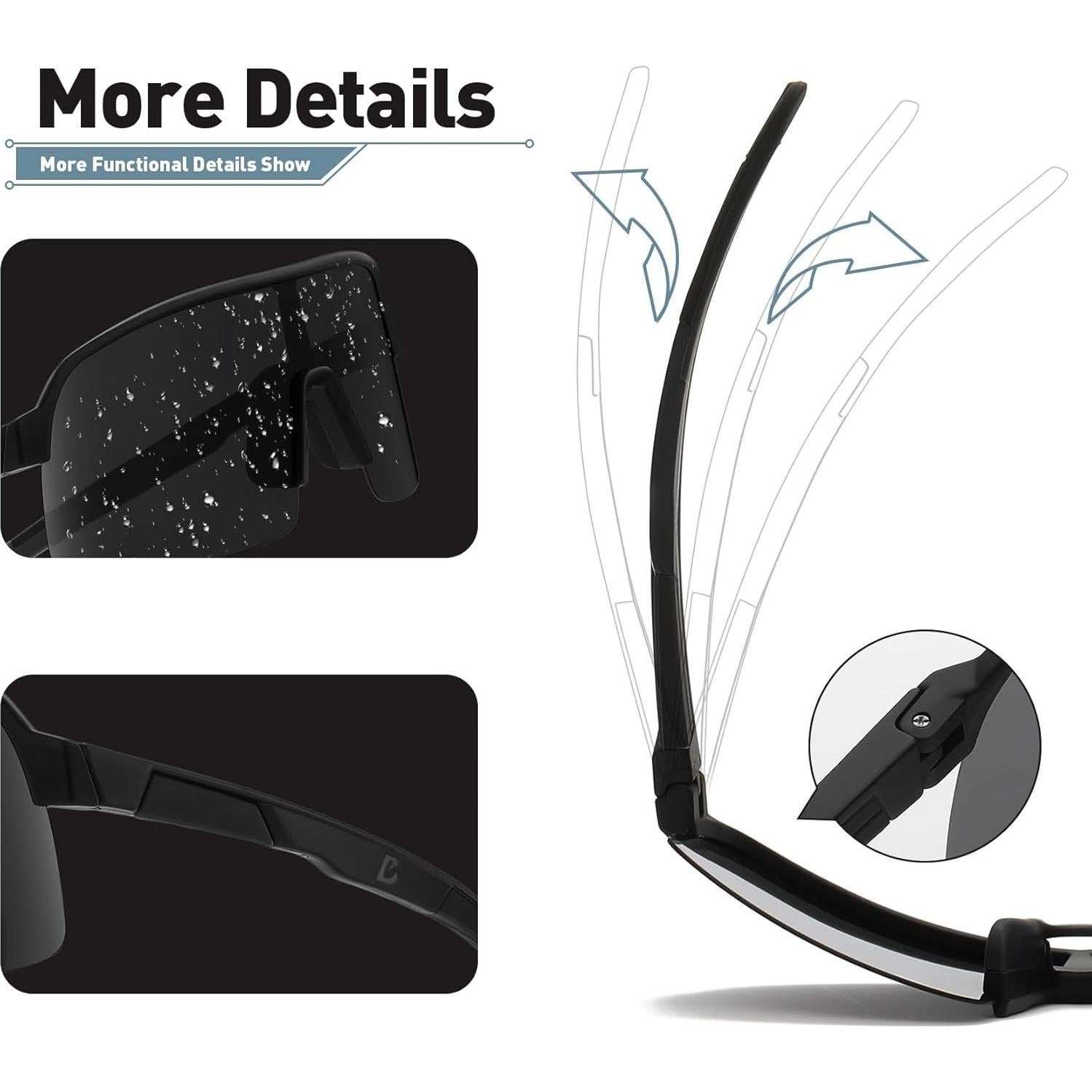 Gafas de sol Bevi polarizadas TR90 para ciclismo y deportes