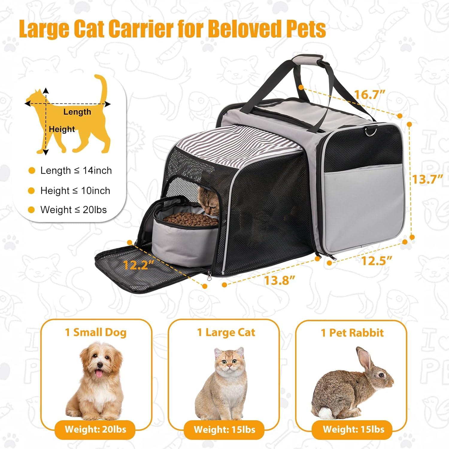 Transportín para Gatos INRLKIT Expandible con Caja de Arena