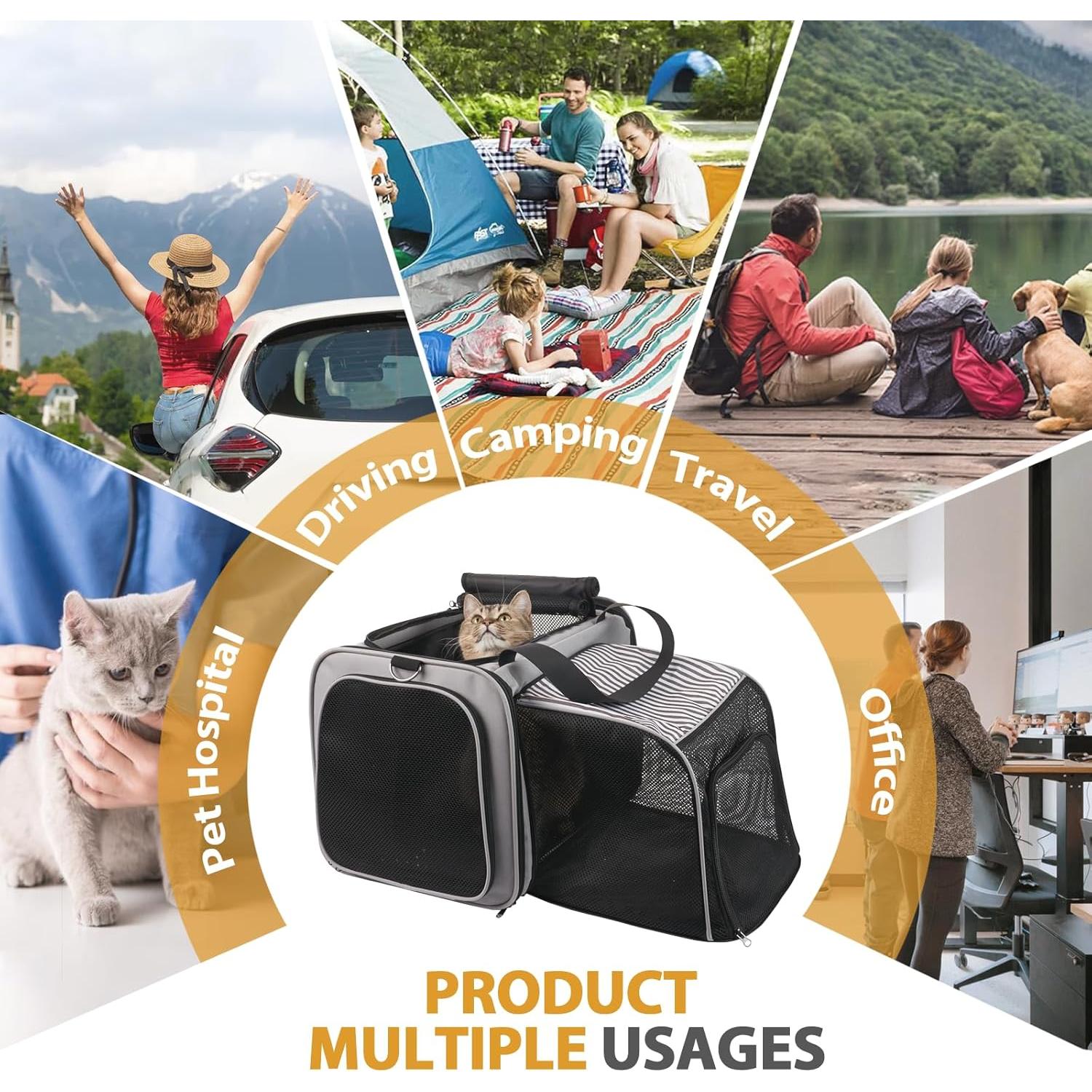 Transportín para Gatos INRLKIT Expandible con Caja de Arena