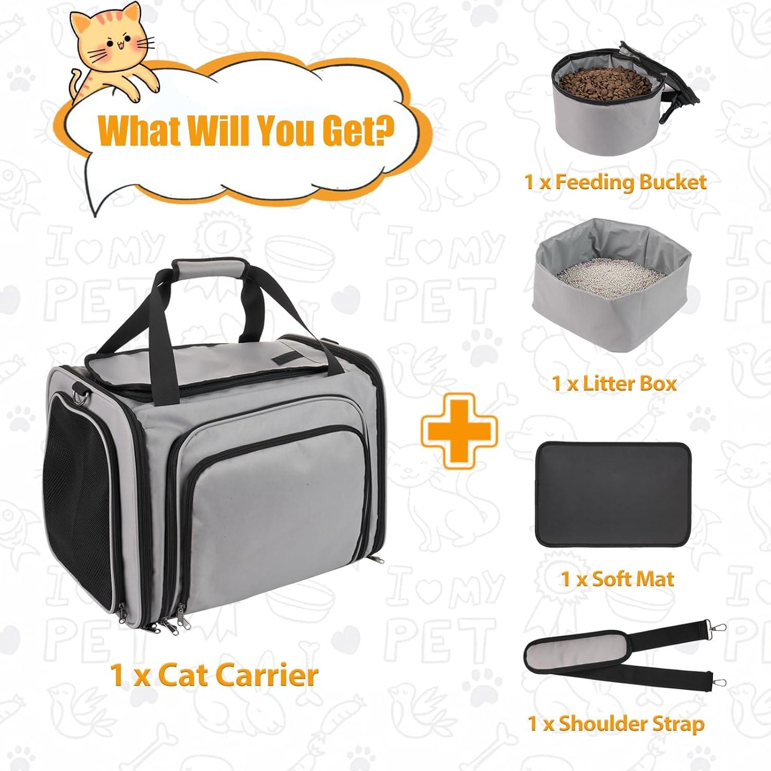Transportín para Gatos INRLKIT Expandible con Caja de Arena