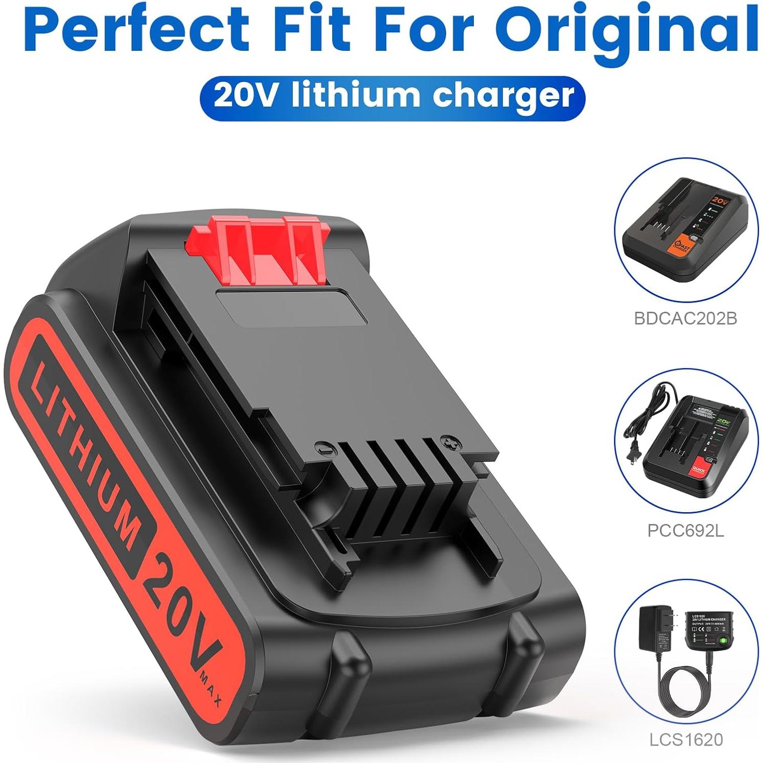 Paquete de 4 Baterías de Litio 20V Black and Decker LBXR20