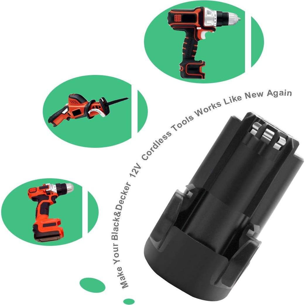 Shentec 2 Pack 3000mAh 12V Li-ion Battery Compatible with Black & Decker LBXR12 LBX12 BL1510 BL1310 BL1110 LB12 (Battery Charger Included)