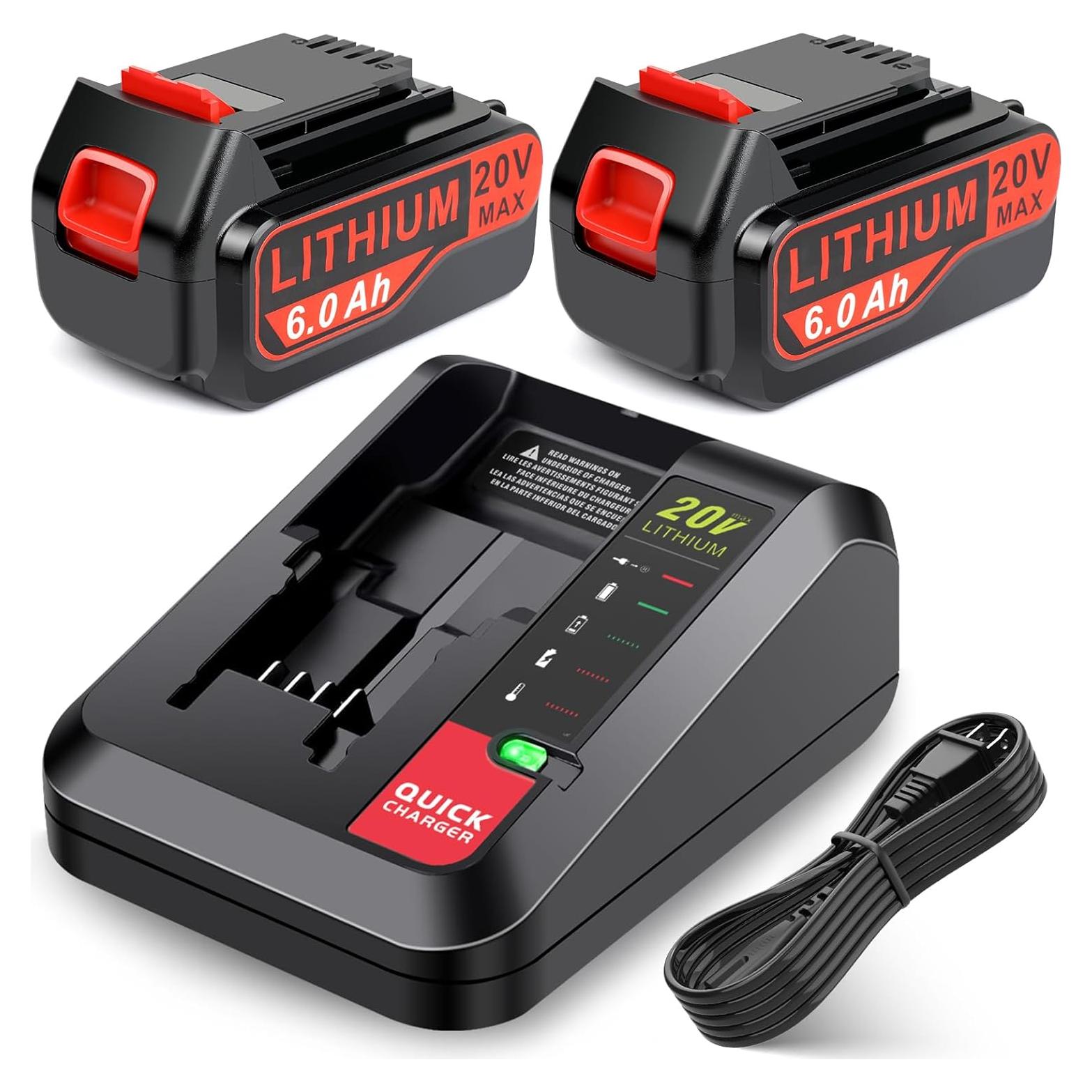 Batería ARyee 20V 6000mAh para Black & Decker + Cargador