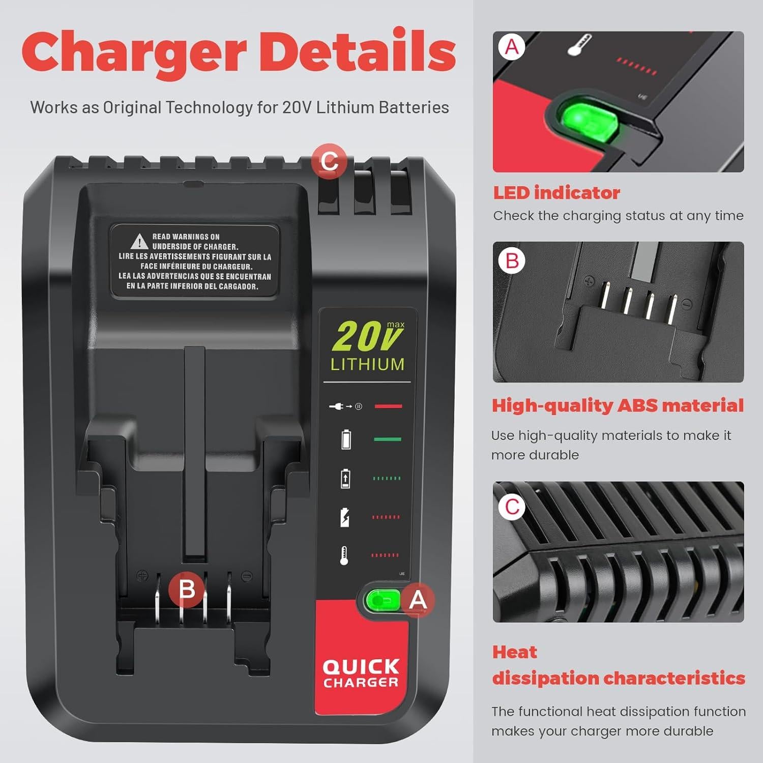 Batería ARyee 20V 6000mAh para Black & Decker + Cargador