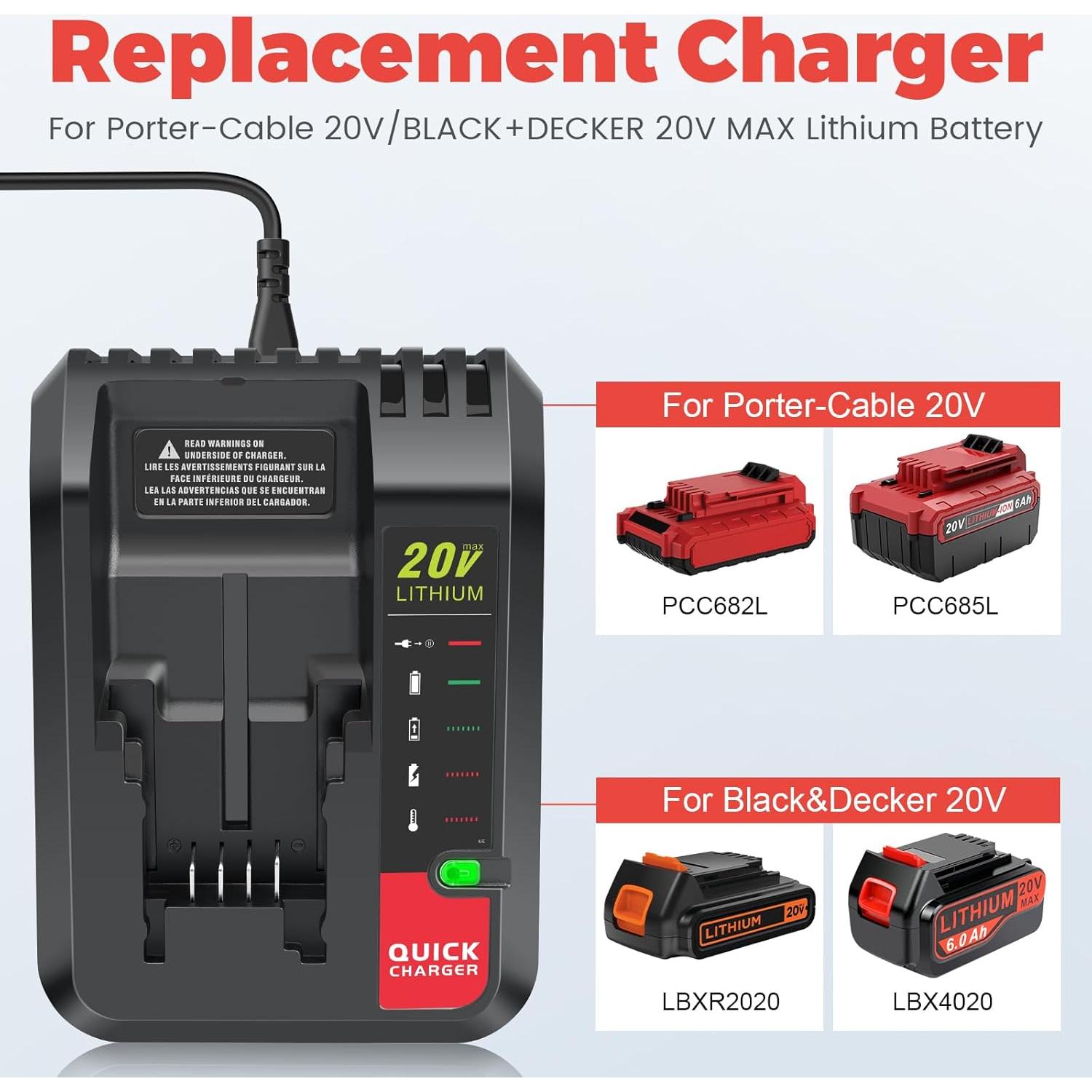 Batería ARyee 20V 6000mAh para Black & Decker + Cargador