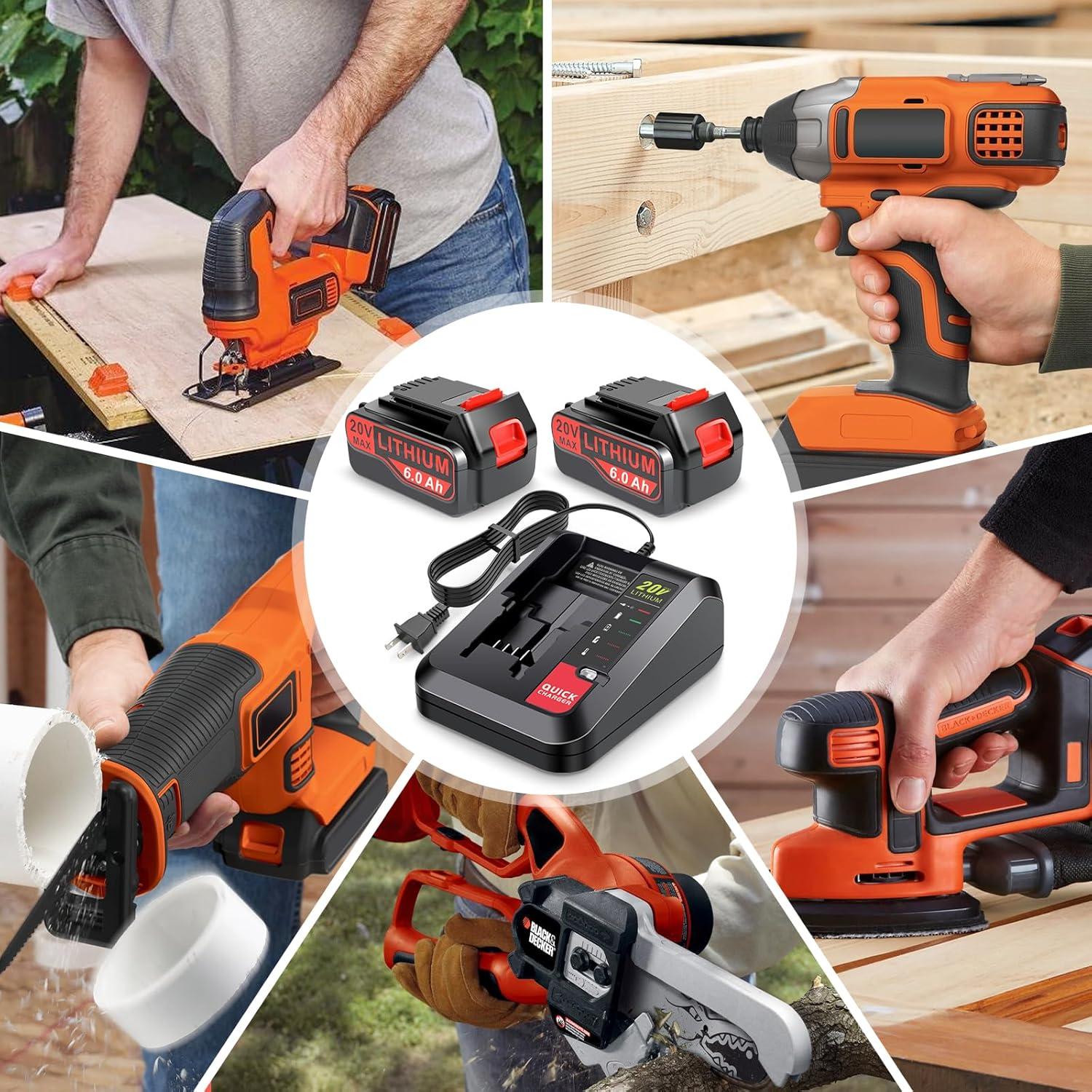 Batería ARyee 20V 6000mAh para Black & Decker + Cargador