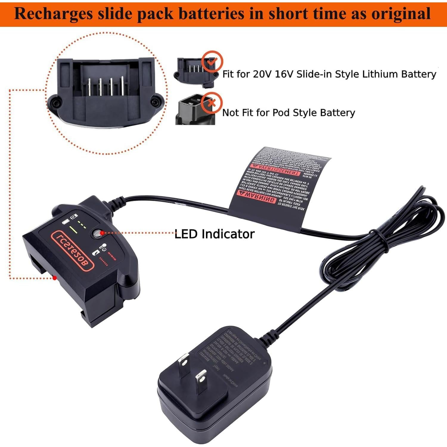 Cargador de Batería de Litio 20V Black+Decker LCS1620B