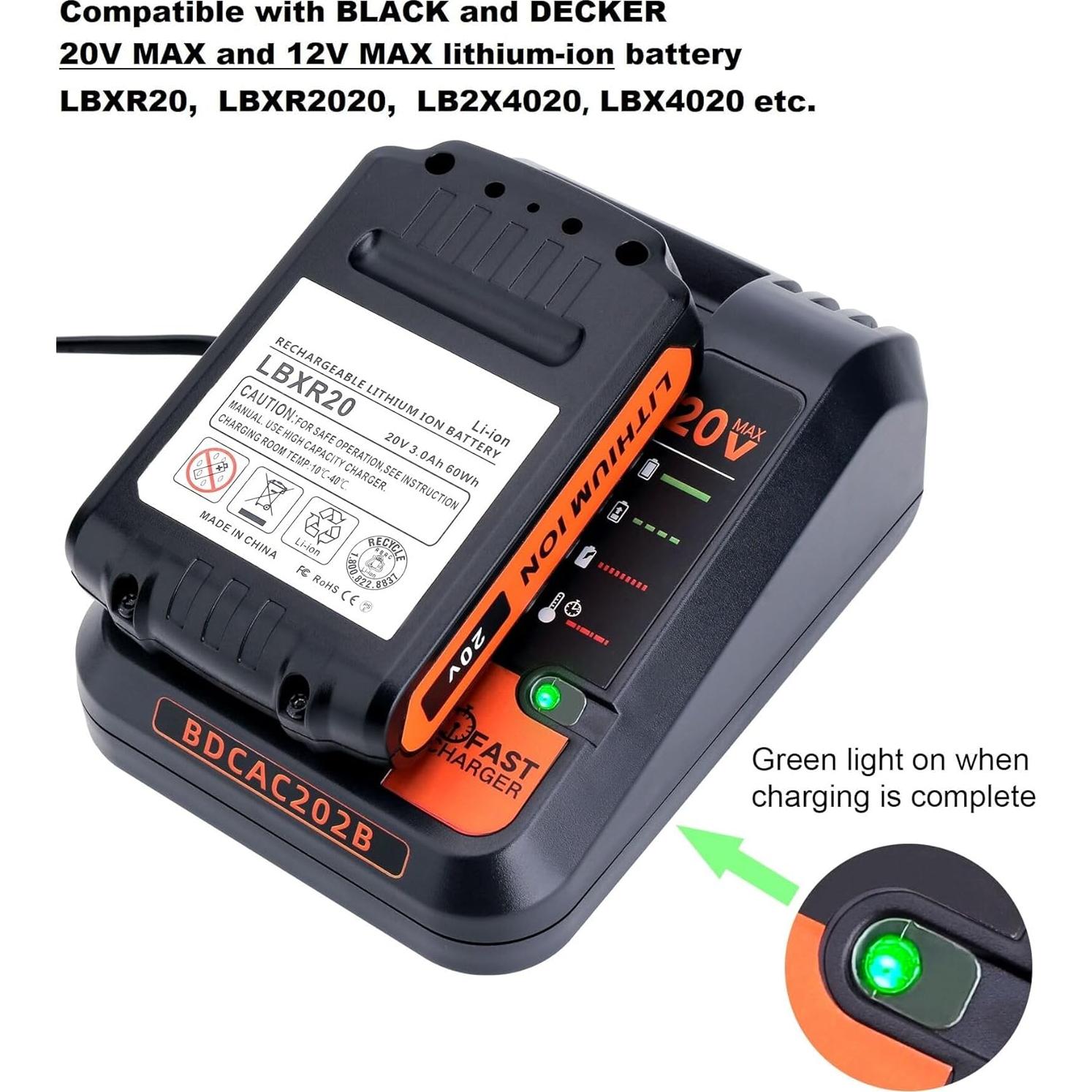 Cargador Rápido 2A Black & Decker 20V MAX BDCAC202B