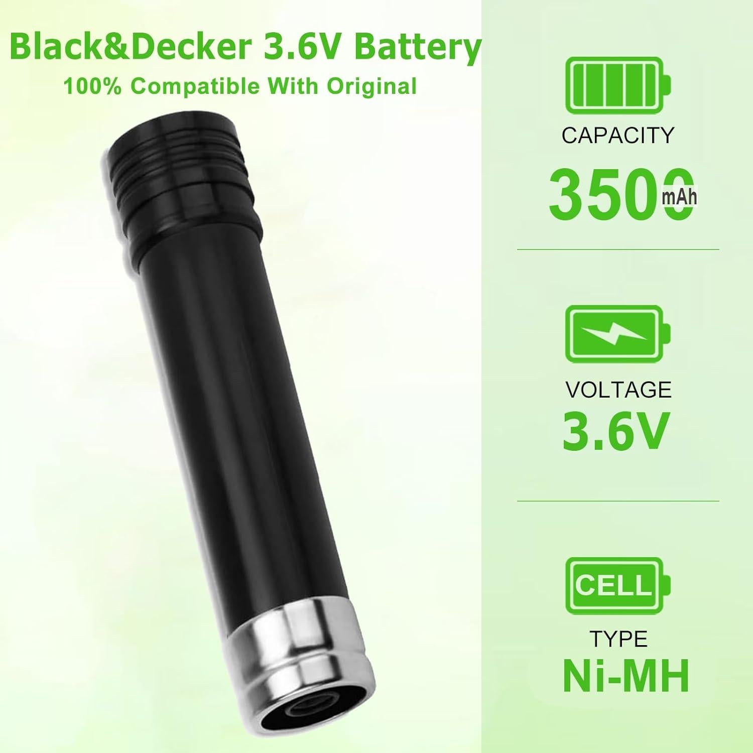 Paquete de 2 Baterías Ni-MH 3.6V 3500mAh Black and Decker VP100