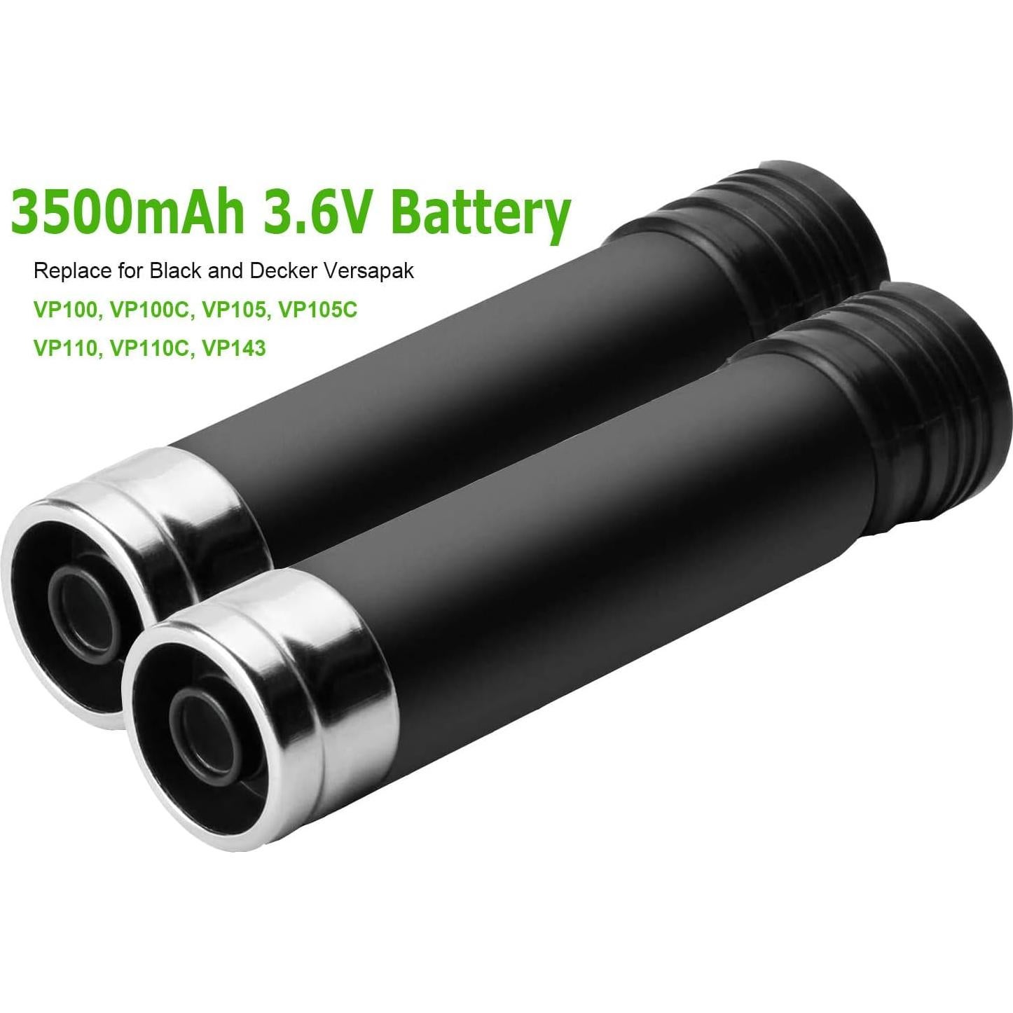 Paquete de 2 Baterías Ni-MH 3.6V 3500mAh Black and Decker VP100