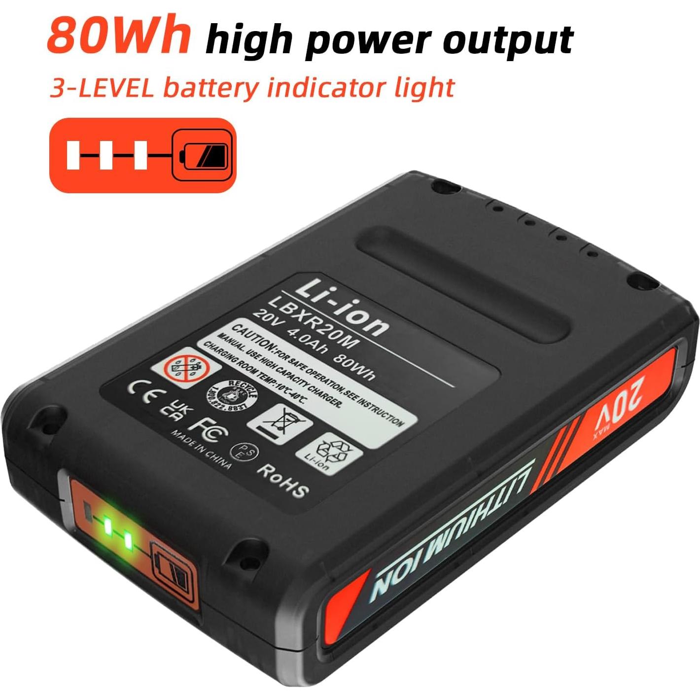 Batería de Reemplazo 20V 4.0Ah Black y Decker LBXR20M