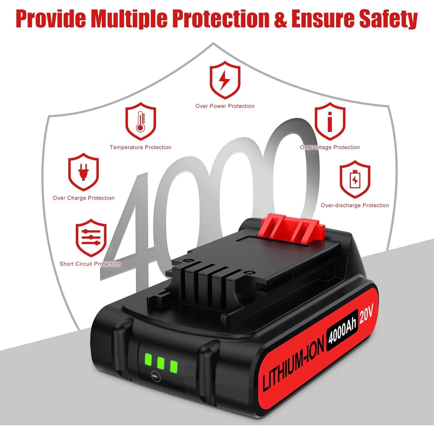 Baterías de Litio Bonacell 4000mAh + Cargador para Black Decker 20V