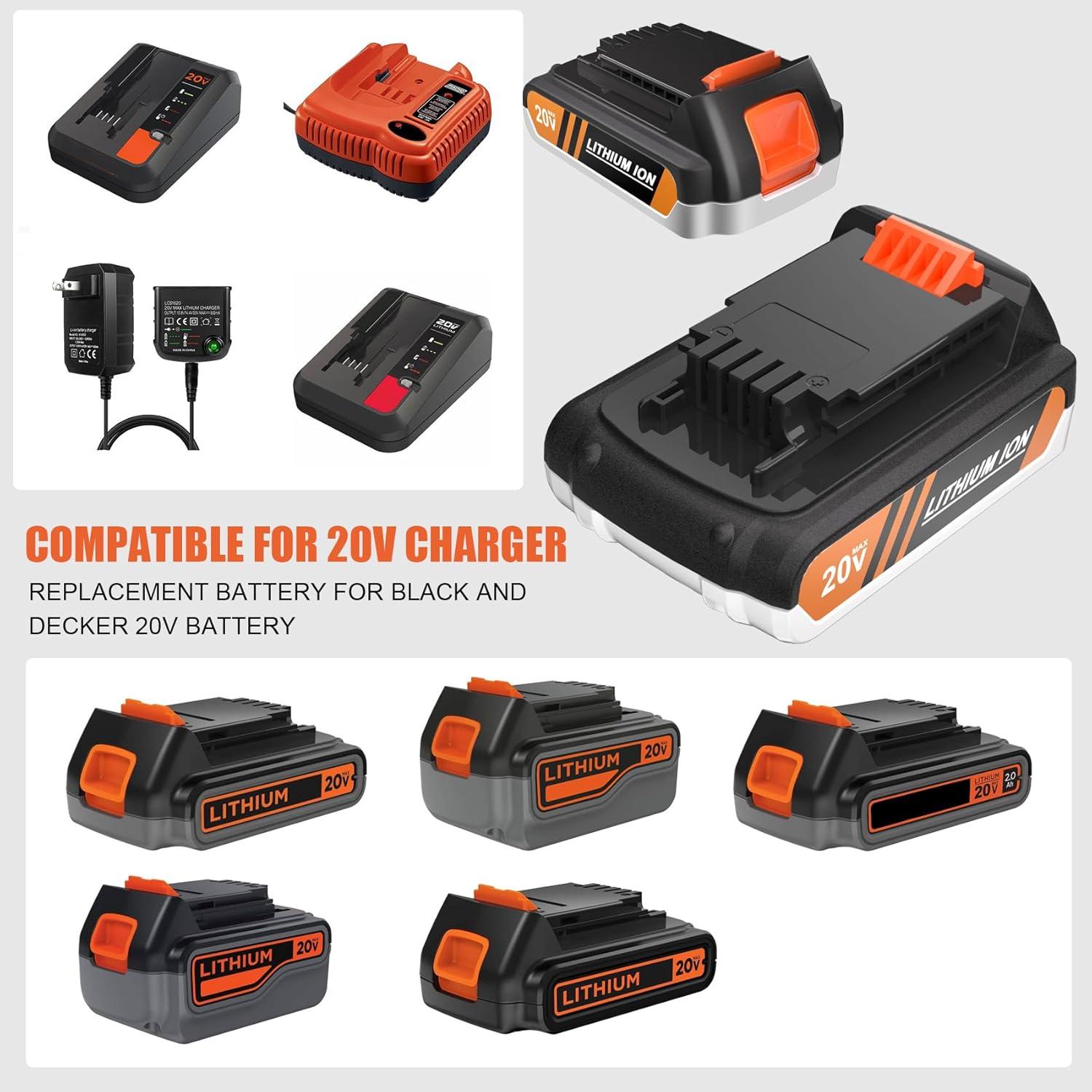 2 Baterías de Litio 20V 3.0Ah Ziment para Black and Decker